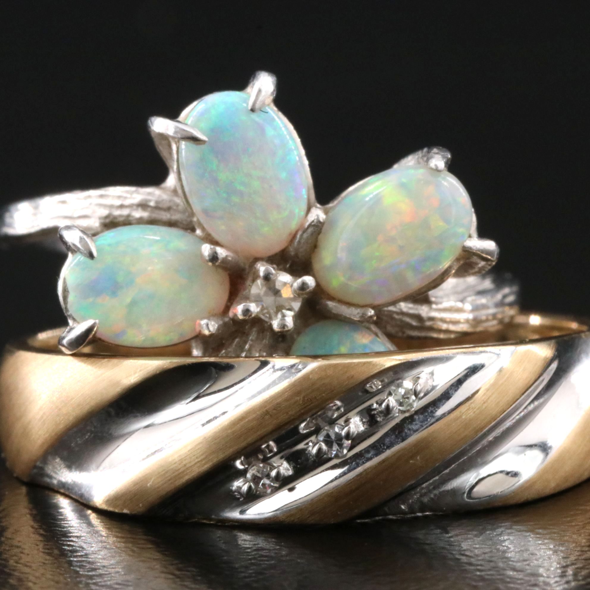 10K Opal and Diamond Rings