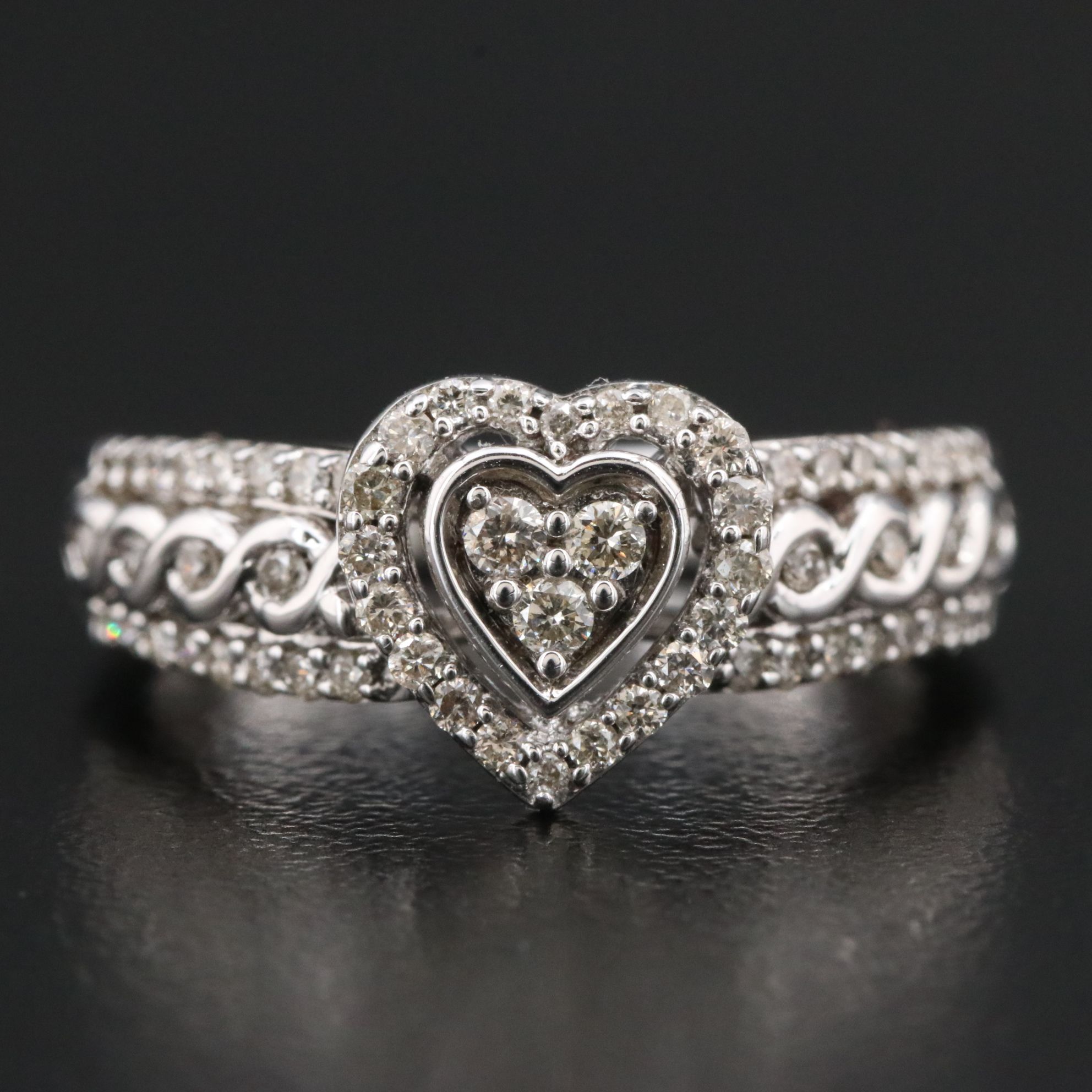 Sterling Diamond Heart Ring