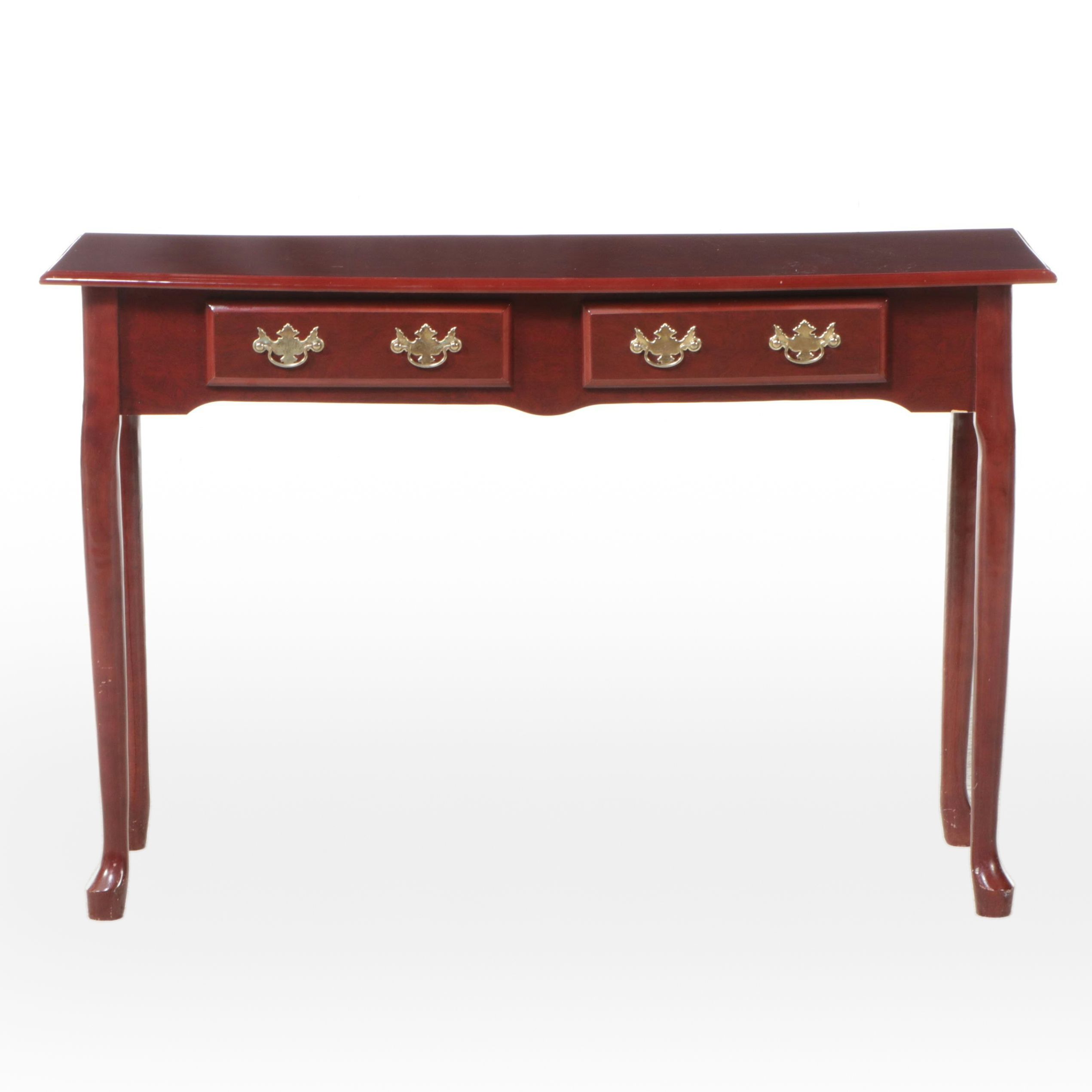 Queen Anne Style Two-Drawer Mahogany Console Table