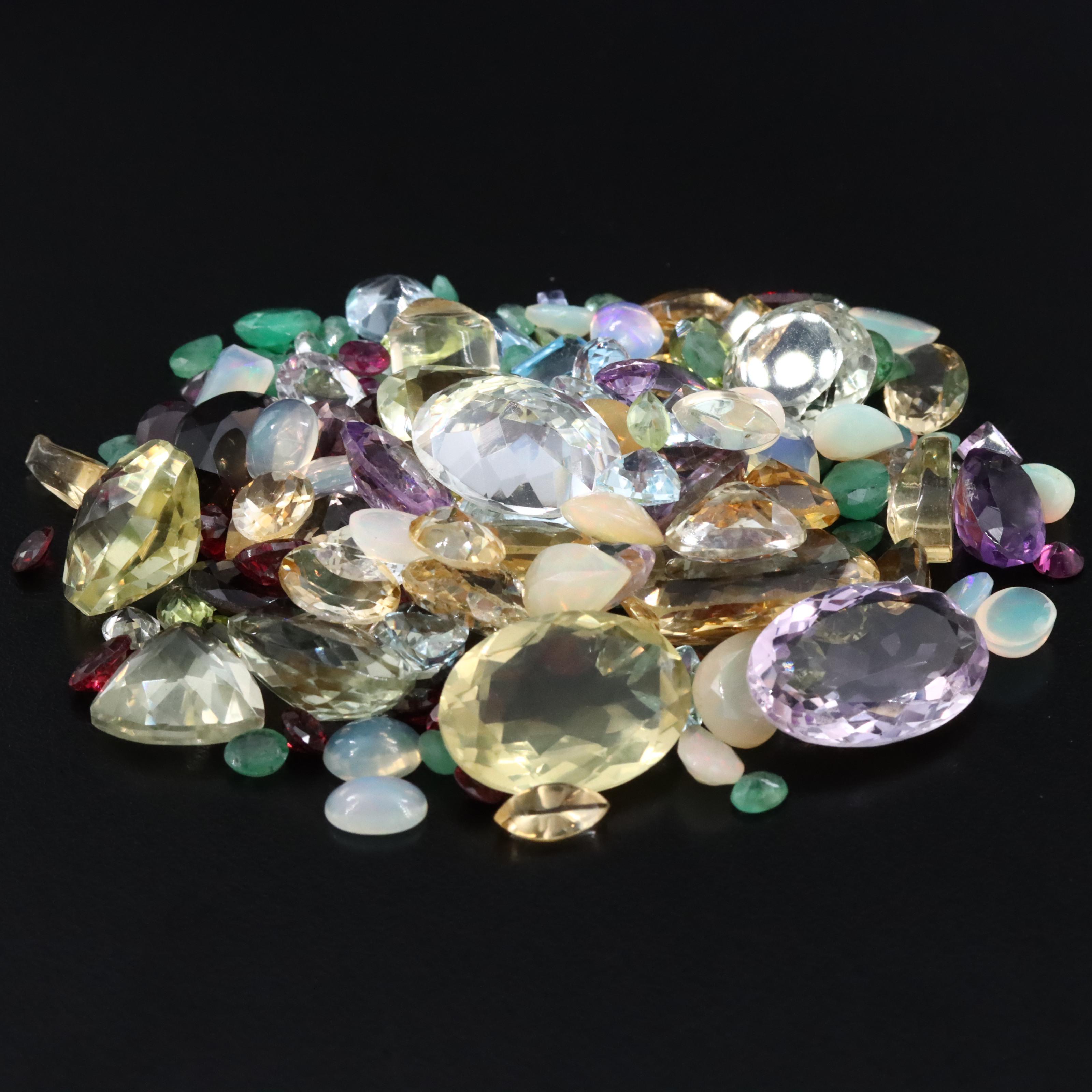 Loose 191.20 CTW Mixed Gemstone Lot with Blue Topaz, Citrine and Prasiolite