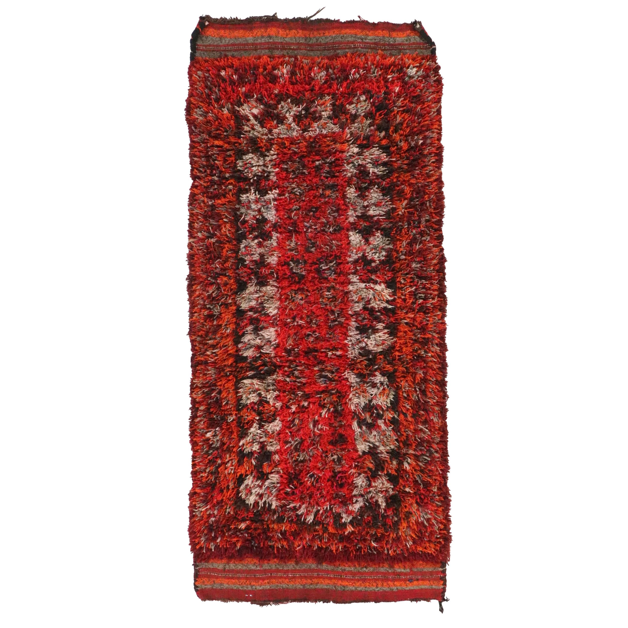 3'7 x 8'1 Hand-Knotted Moroccan Berber Long Rug