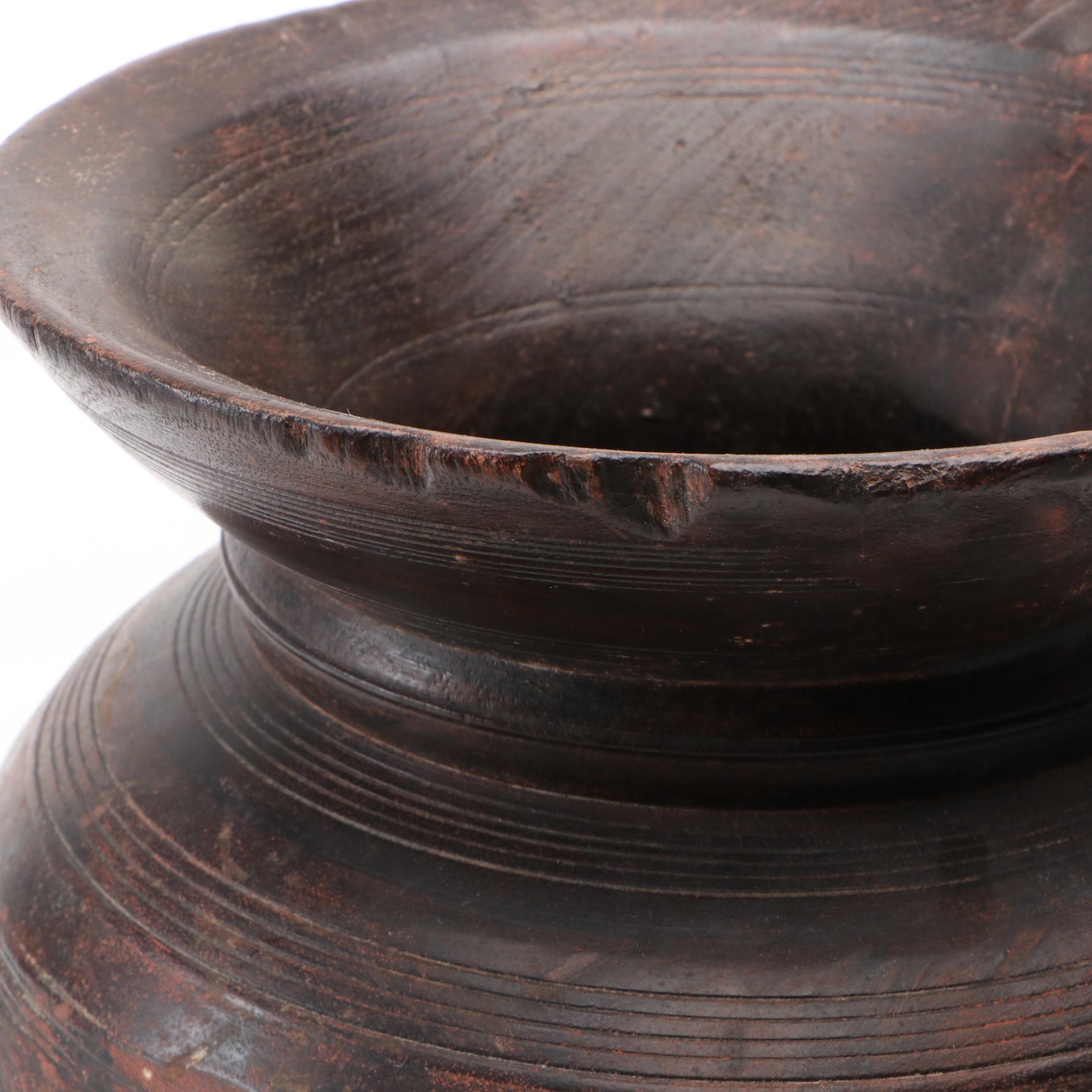 Hand-Carved Wooden Pot