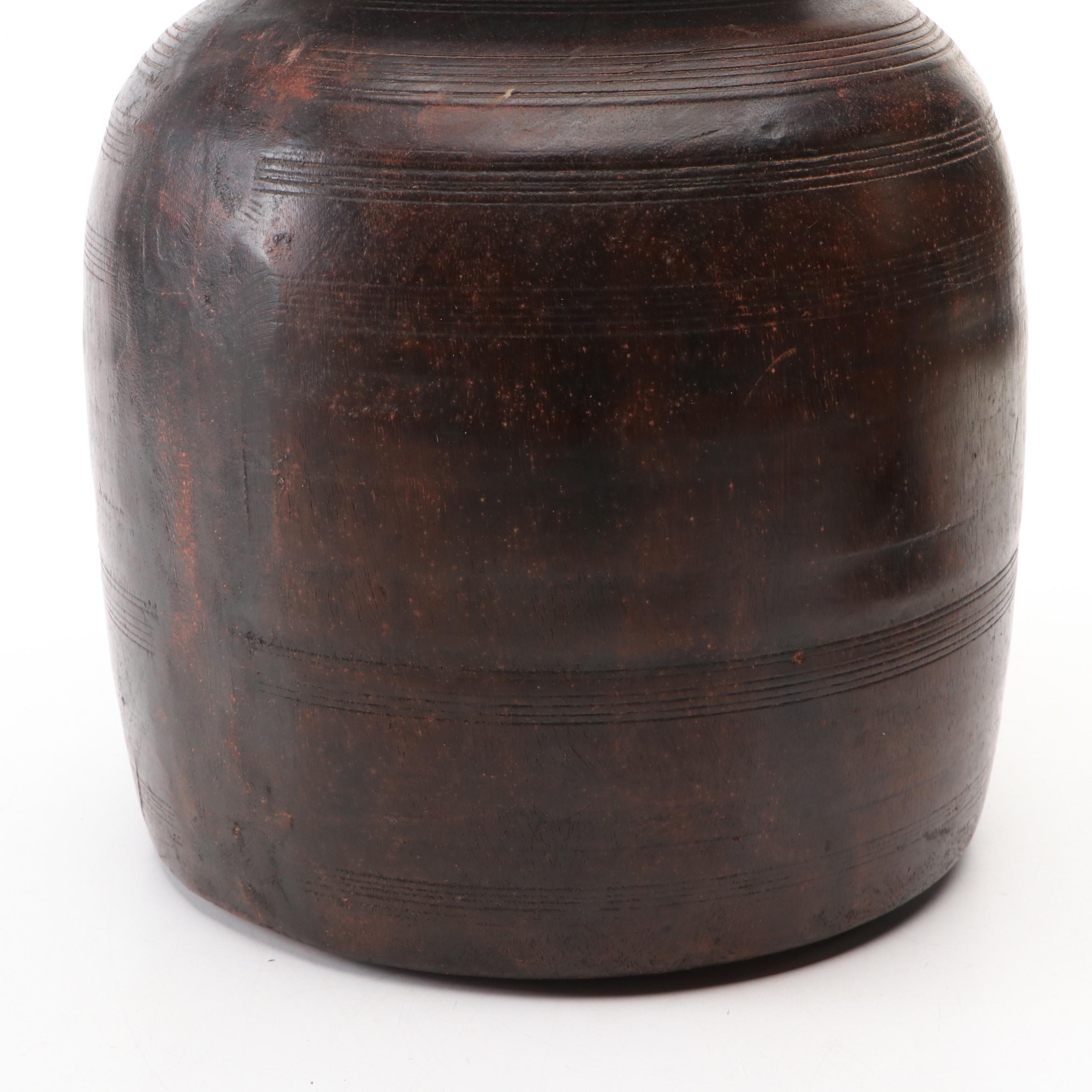 Hand-Carved Wooden Pot
