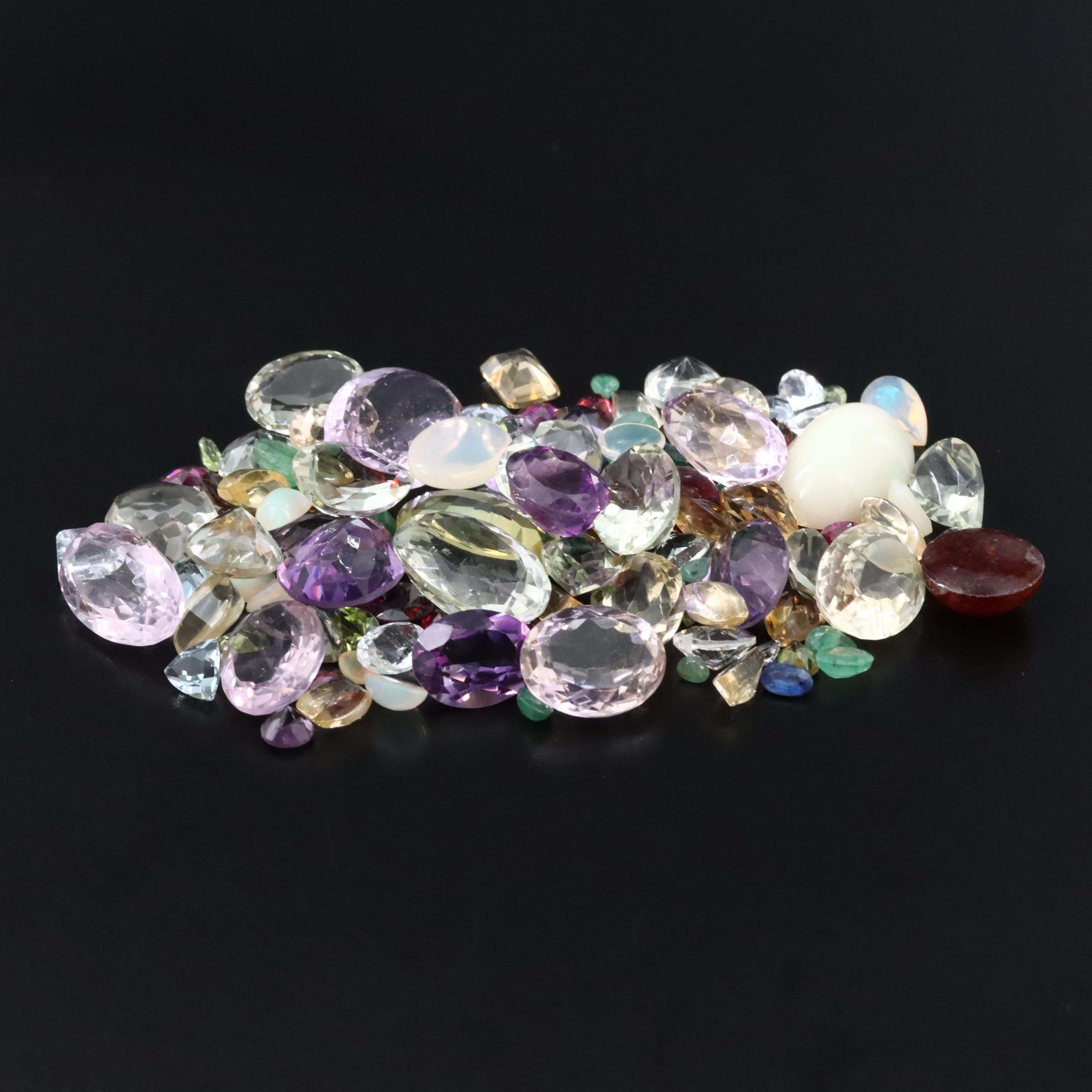 Loose 226.20 CTW Mixed Gemstones Including Amethyst, Prasiolite and Citrine