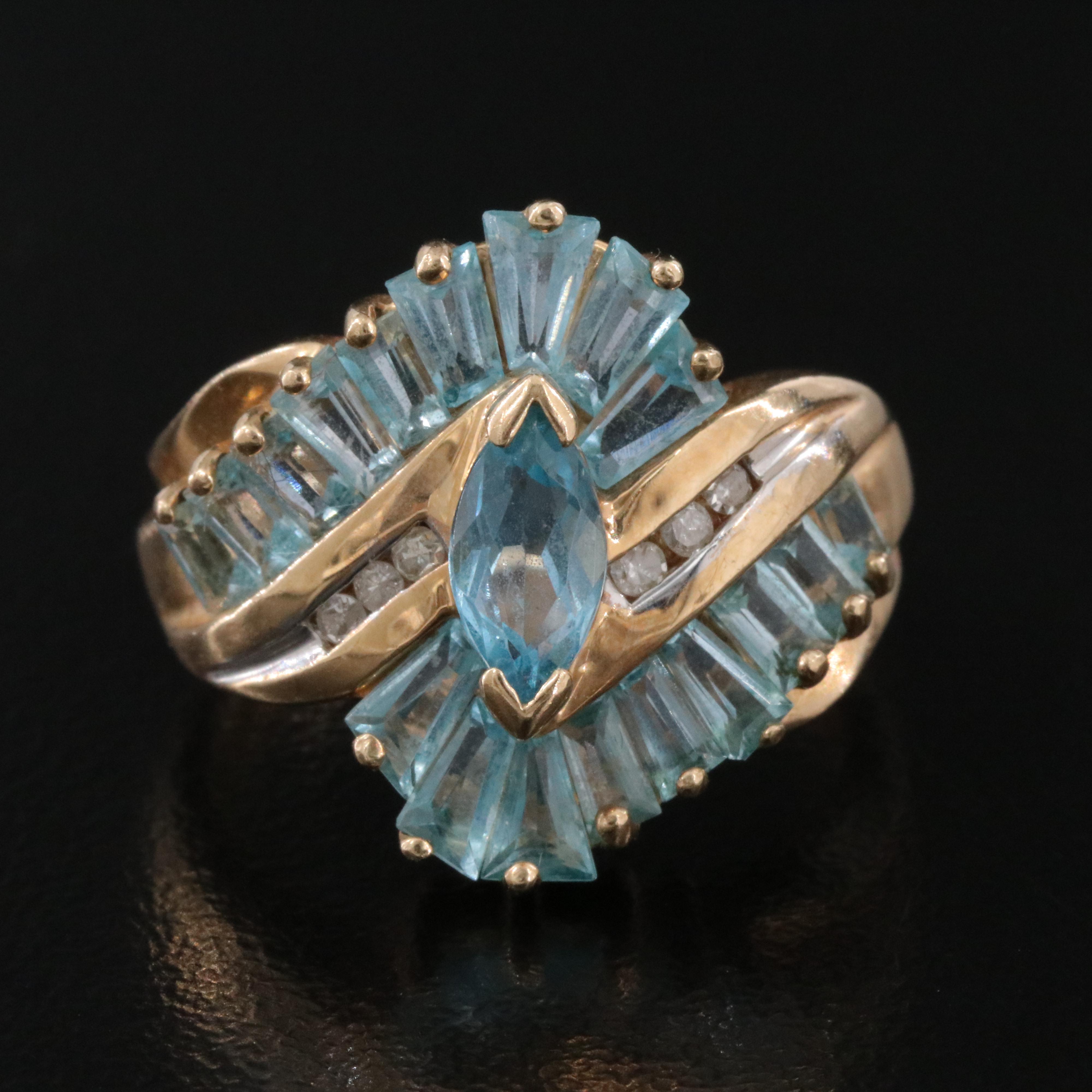 10K Topaz and Diamond Ring