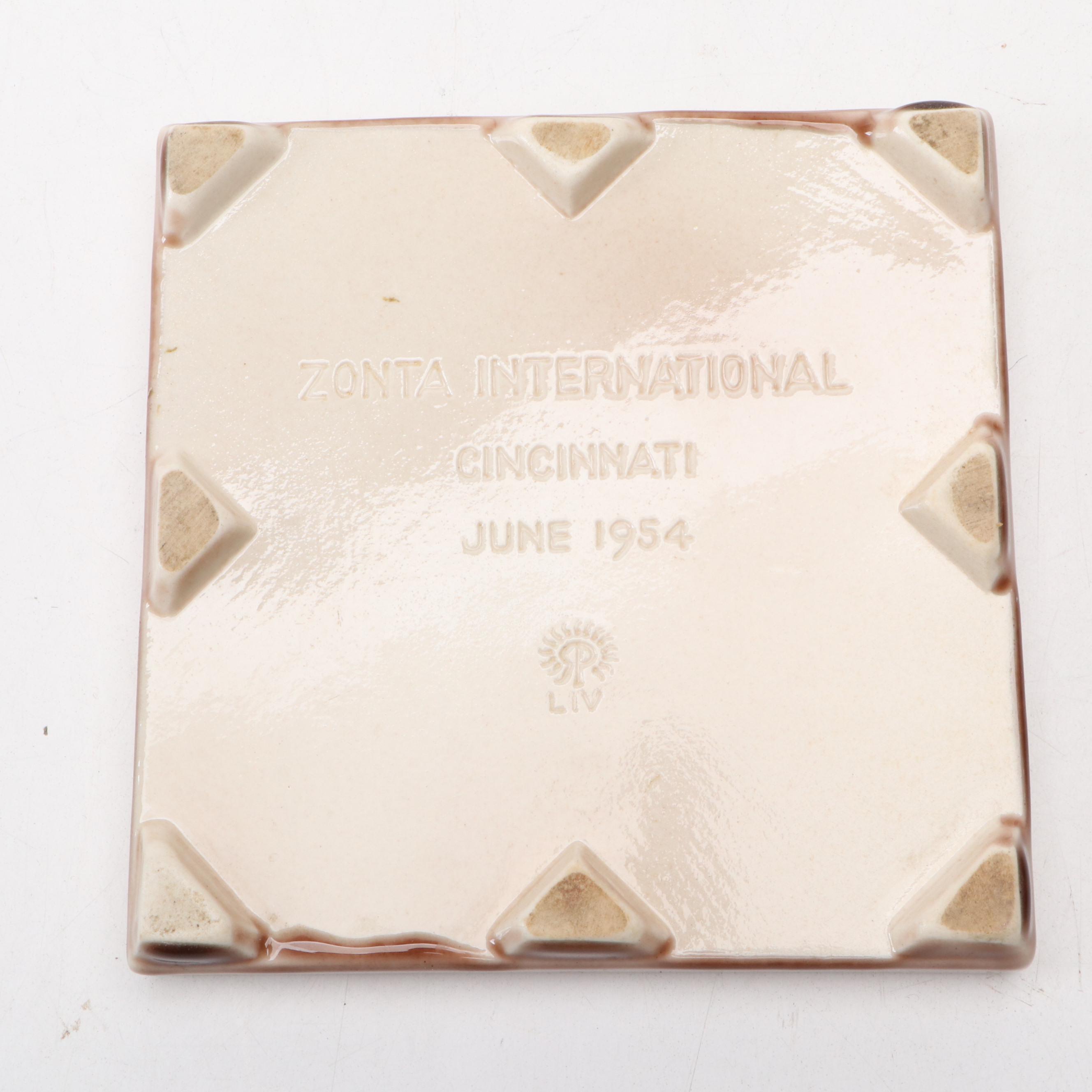 Rookwood Pottery Trivet and Joyce Kaufman Findlay Market Glass Mosaic Plaque