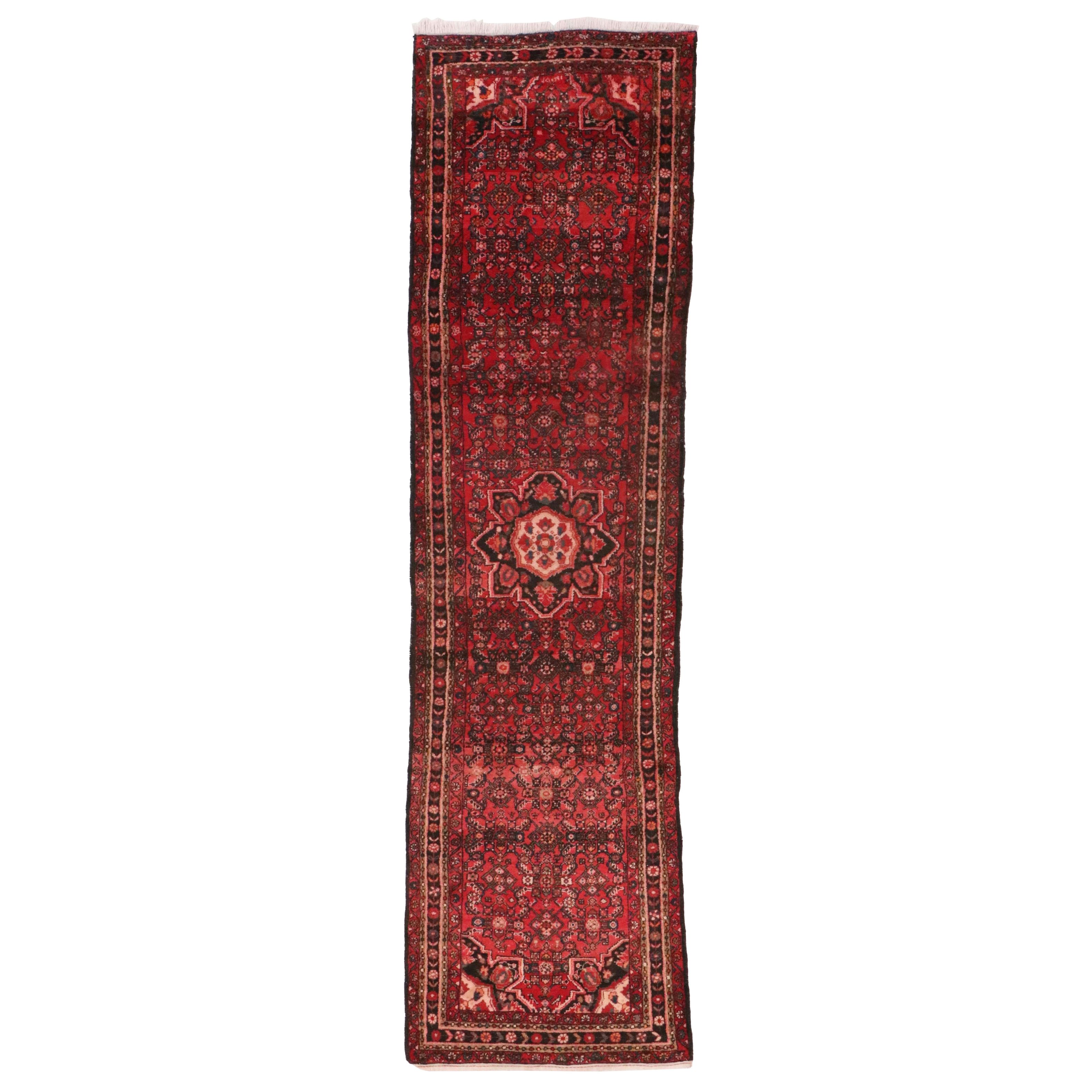 3'8 x 13'3 Hand-Knotted Persian Hamadan Long Rug