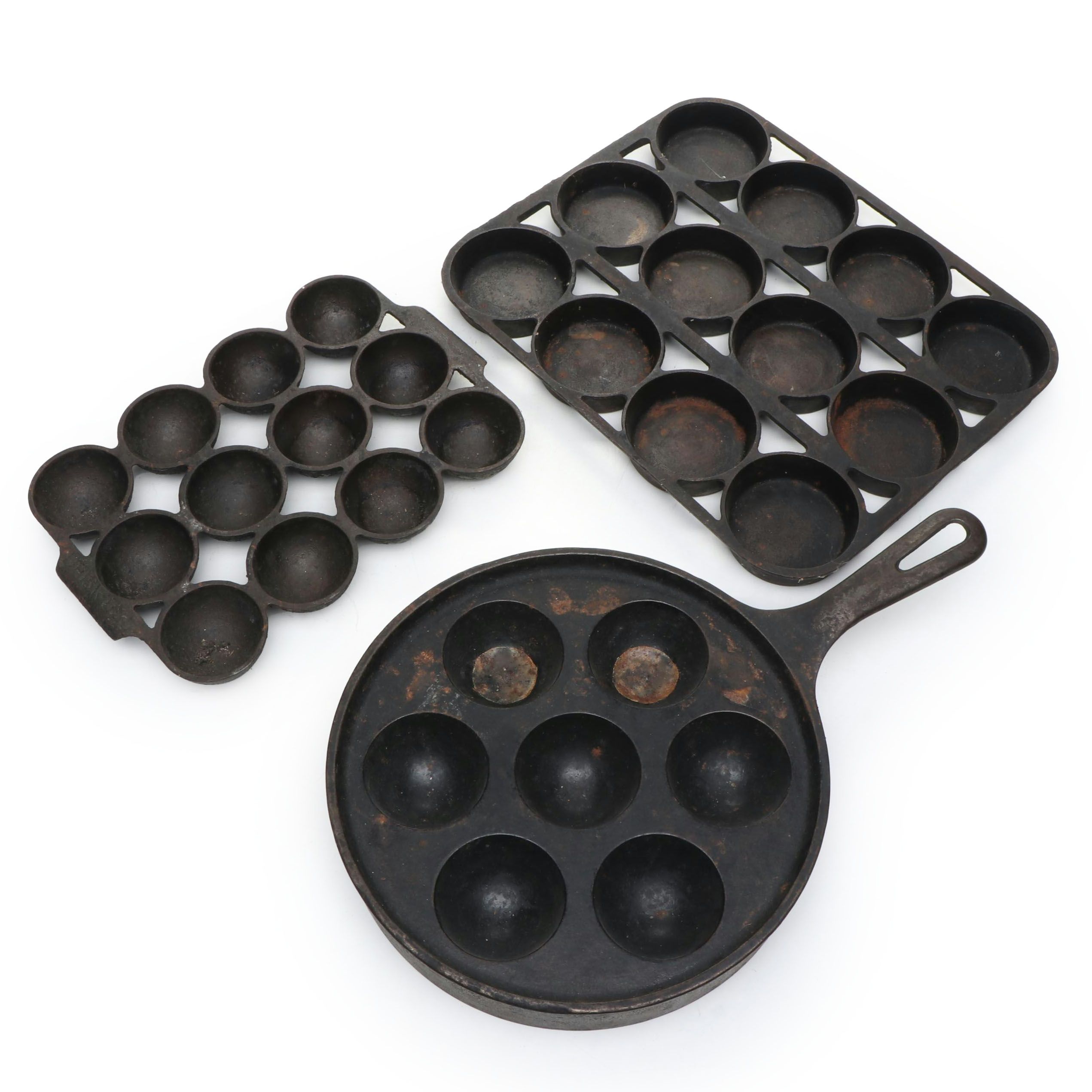 Griswold Cast Iron Aebleskiver Pan and Gem Pans