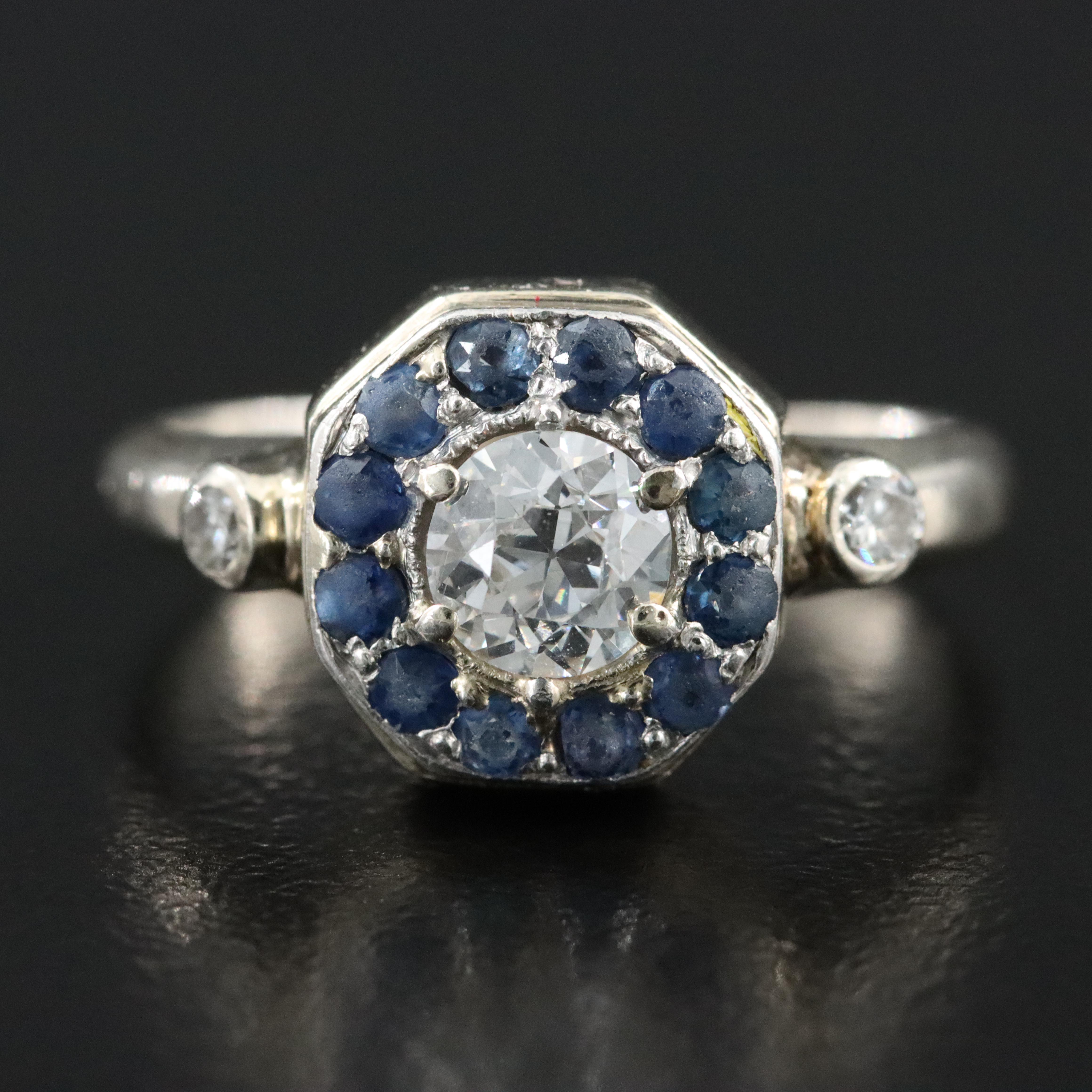14K 0.60 CTW Diamond and Sapphire Ring