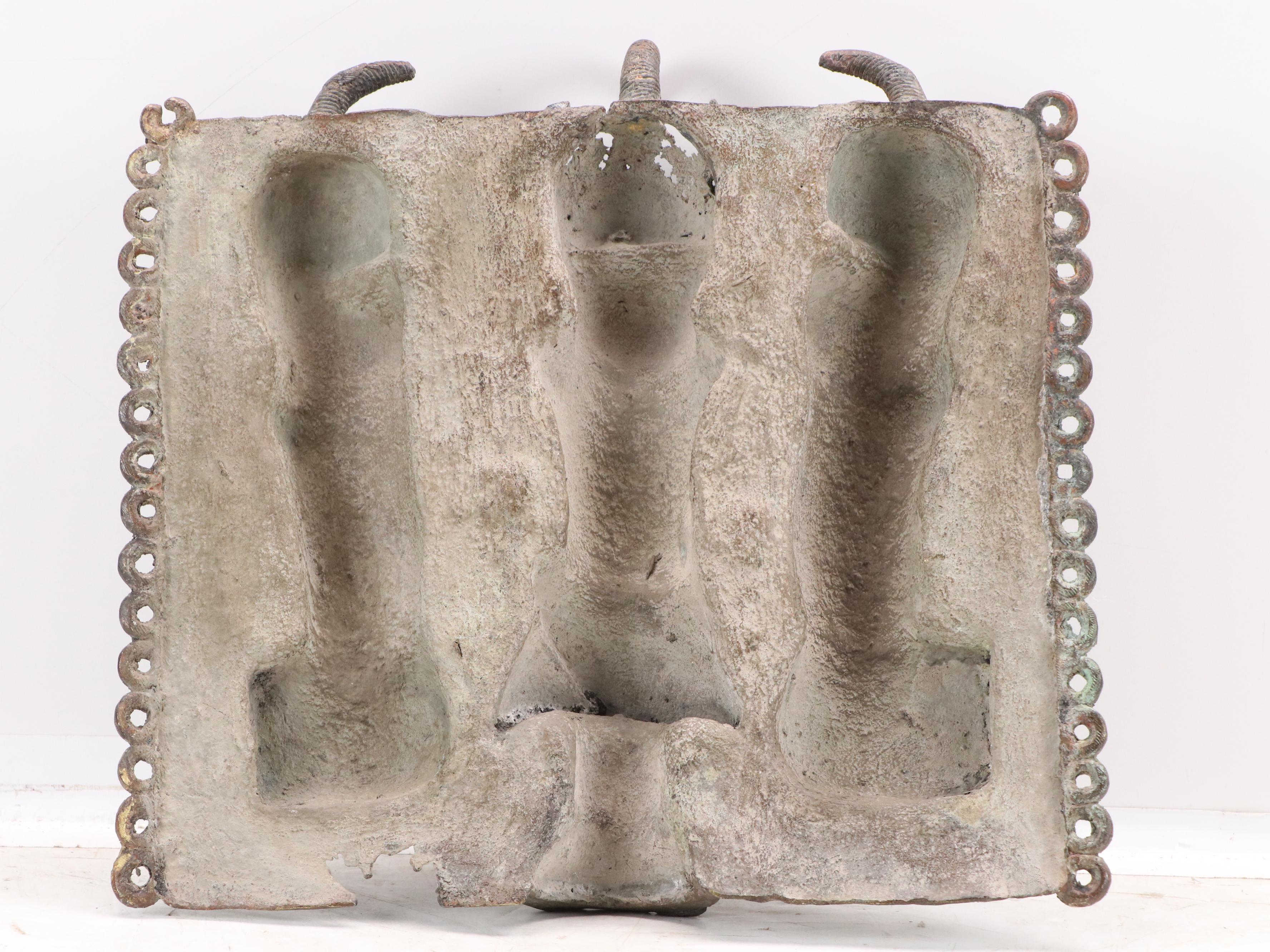 Benin Bronze Relief Plaque of Ọ́bà with Attendants