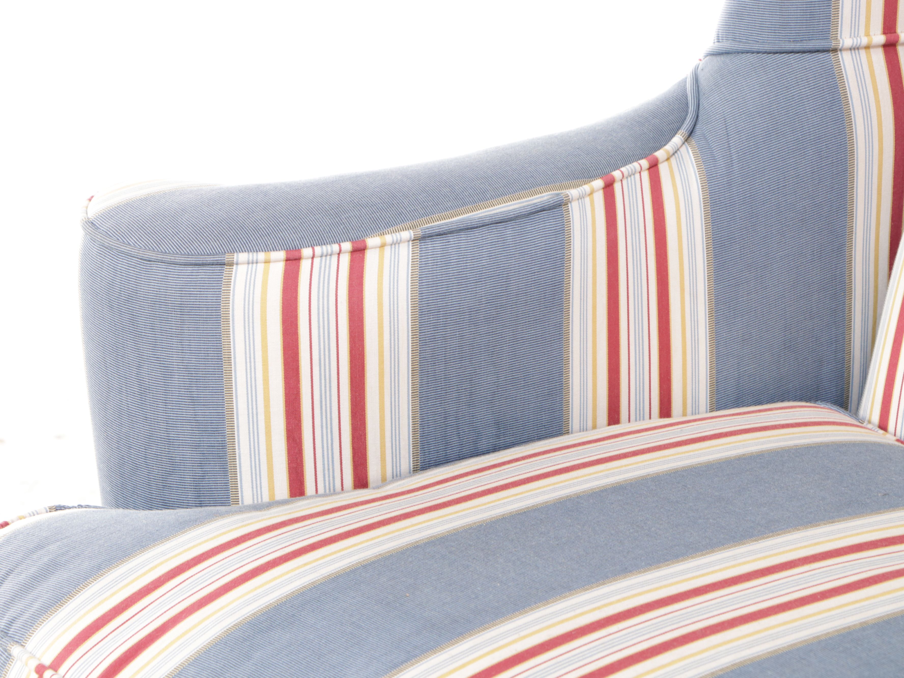 Stickley Chippendale Style Striped Wingback Armchair