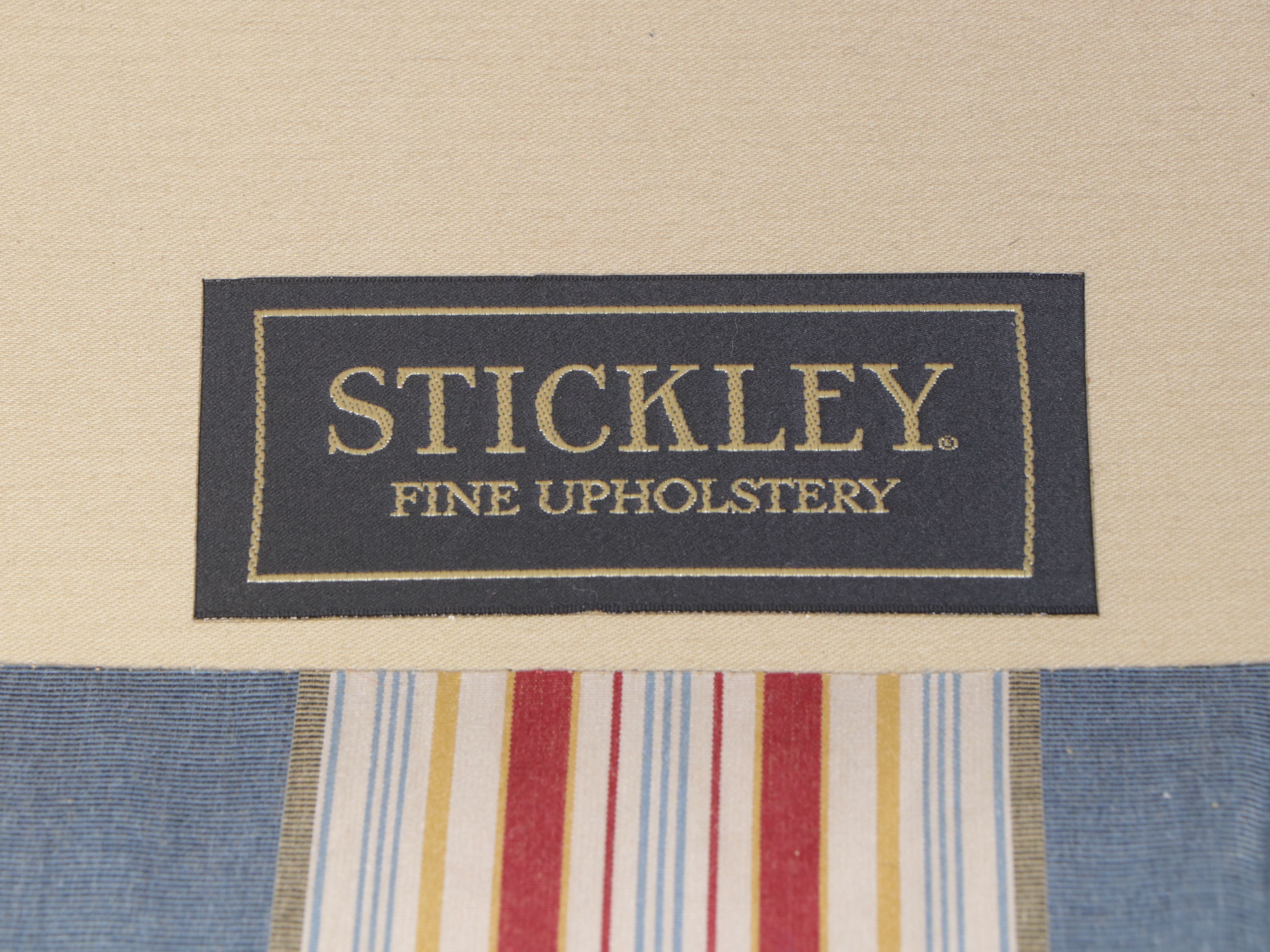 Stickley Chippendale Style Striped Wingback Armchair