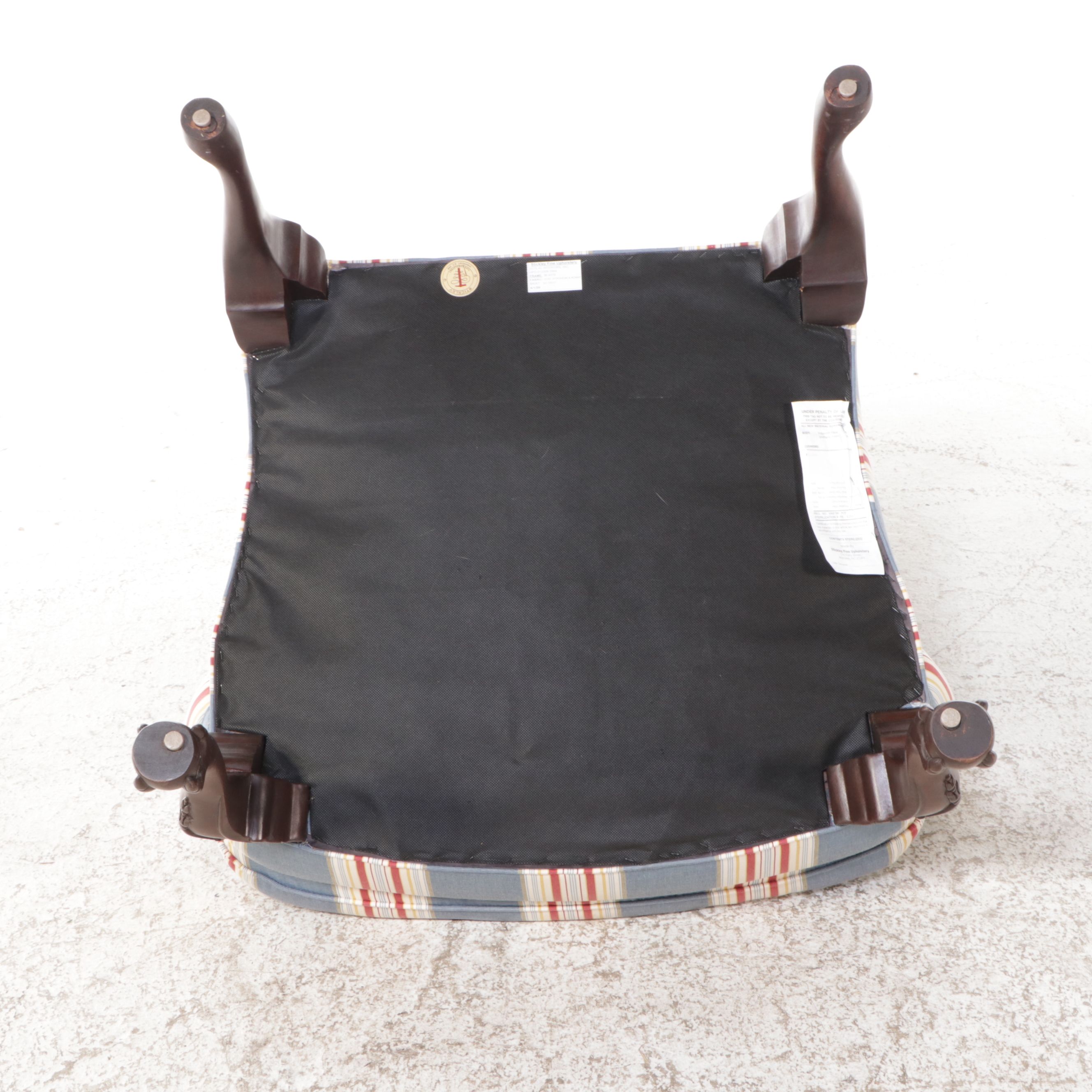 Stickley Chippendale Style Striped Wingback Armchair