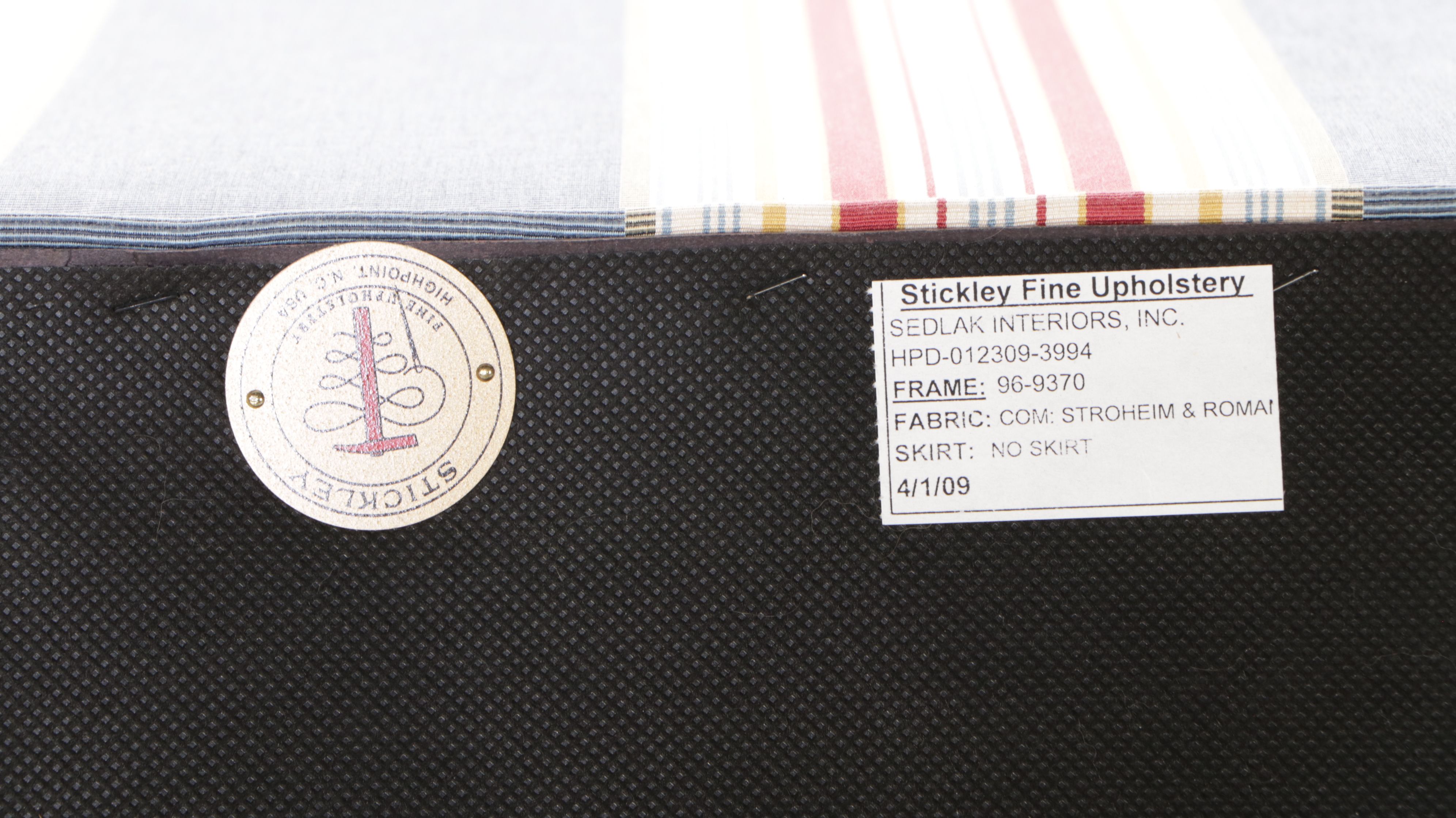 Stickley Chippendale Style Striped Wingback Armchair