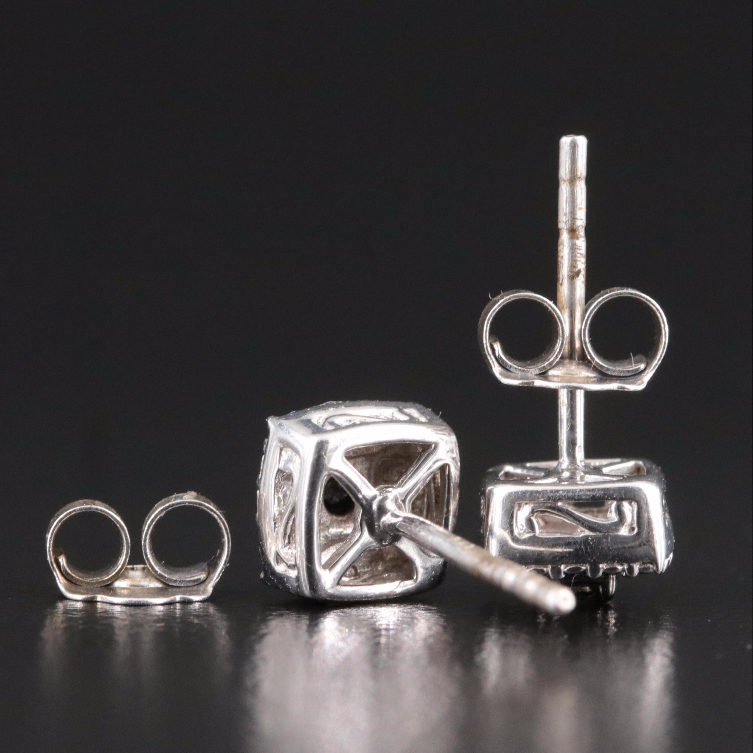 Sterling Diamond Earrings Featuring Fancy Black