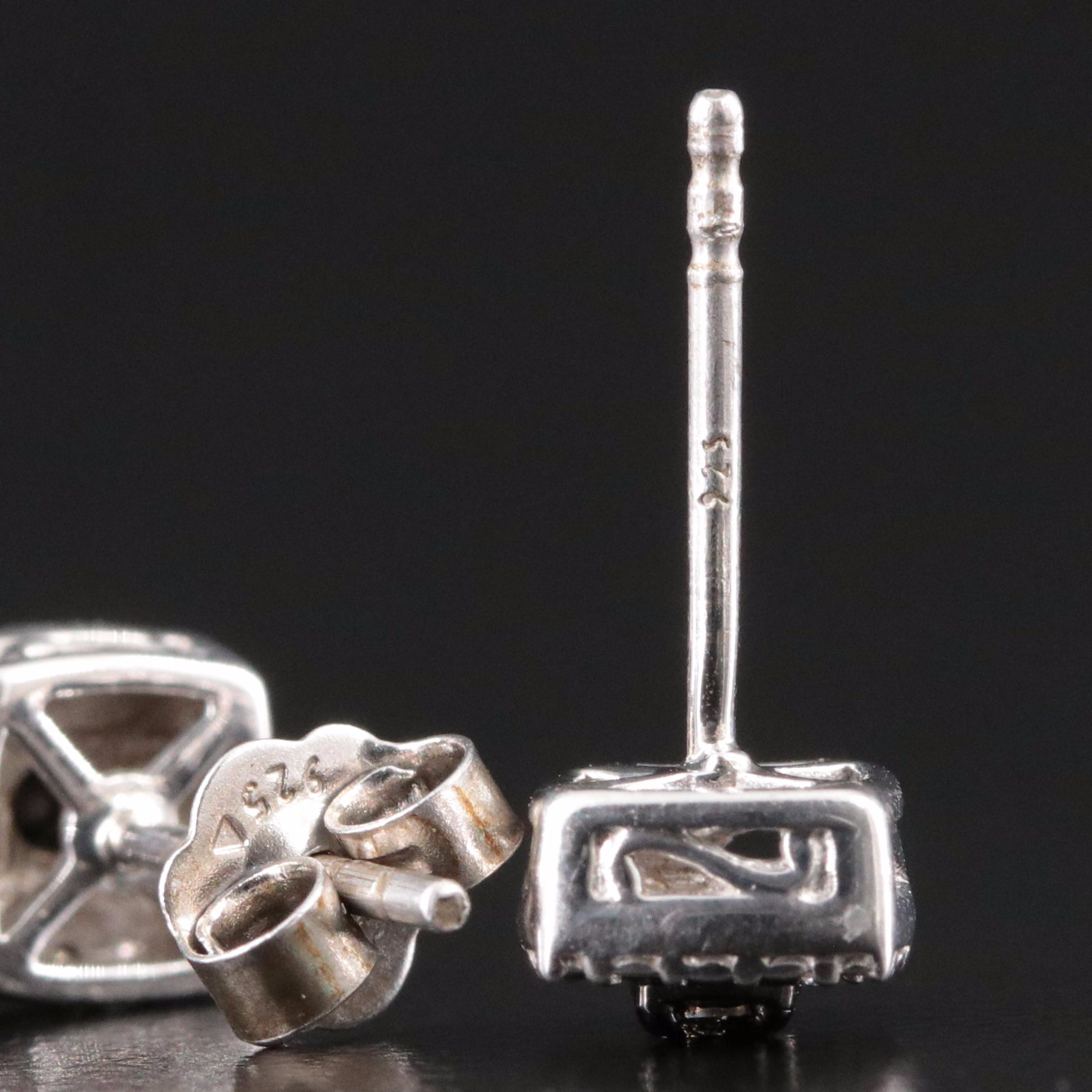 Sterling Diamond Earrings Featuring Fancy Black