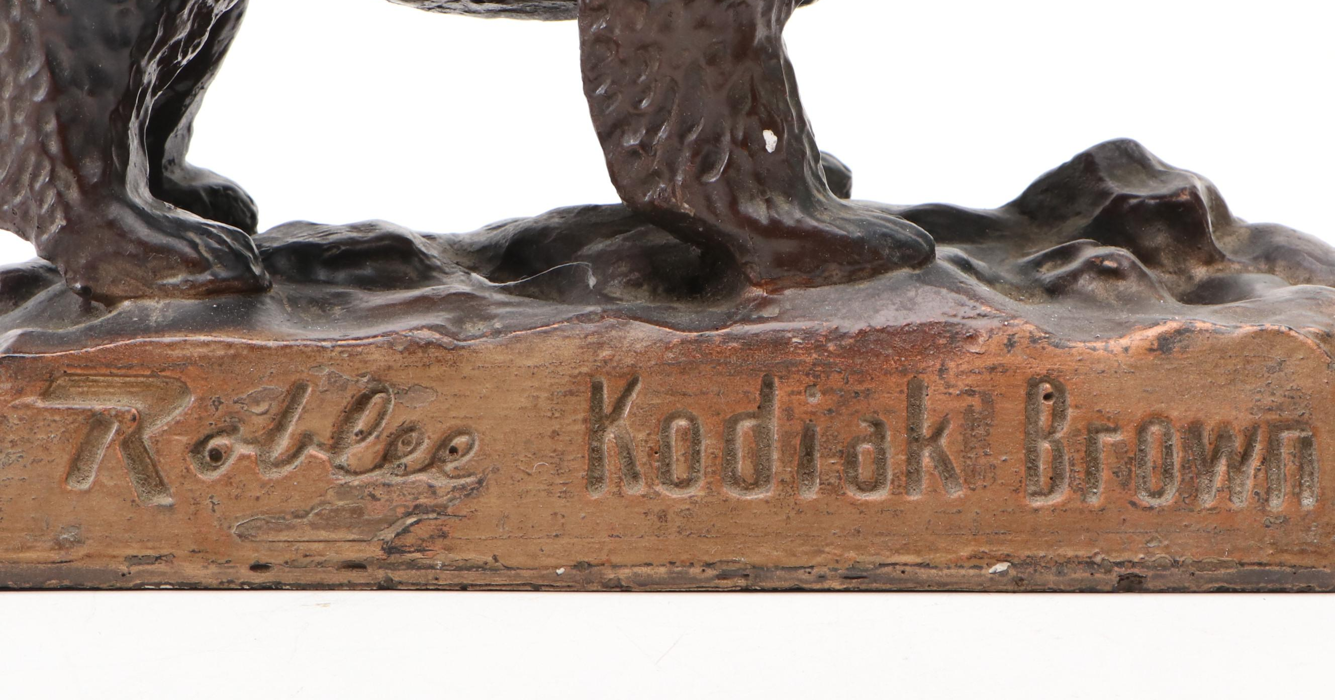 Robbie Kodiak Brown Bear Chalkware Figurine, Mid-20th Century