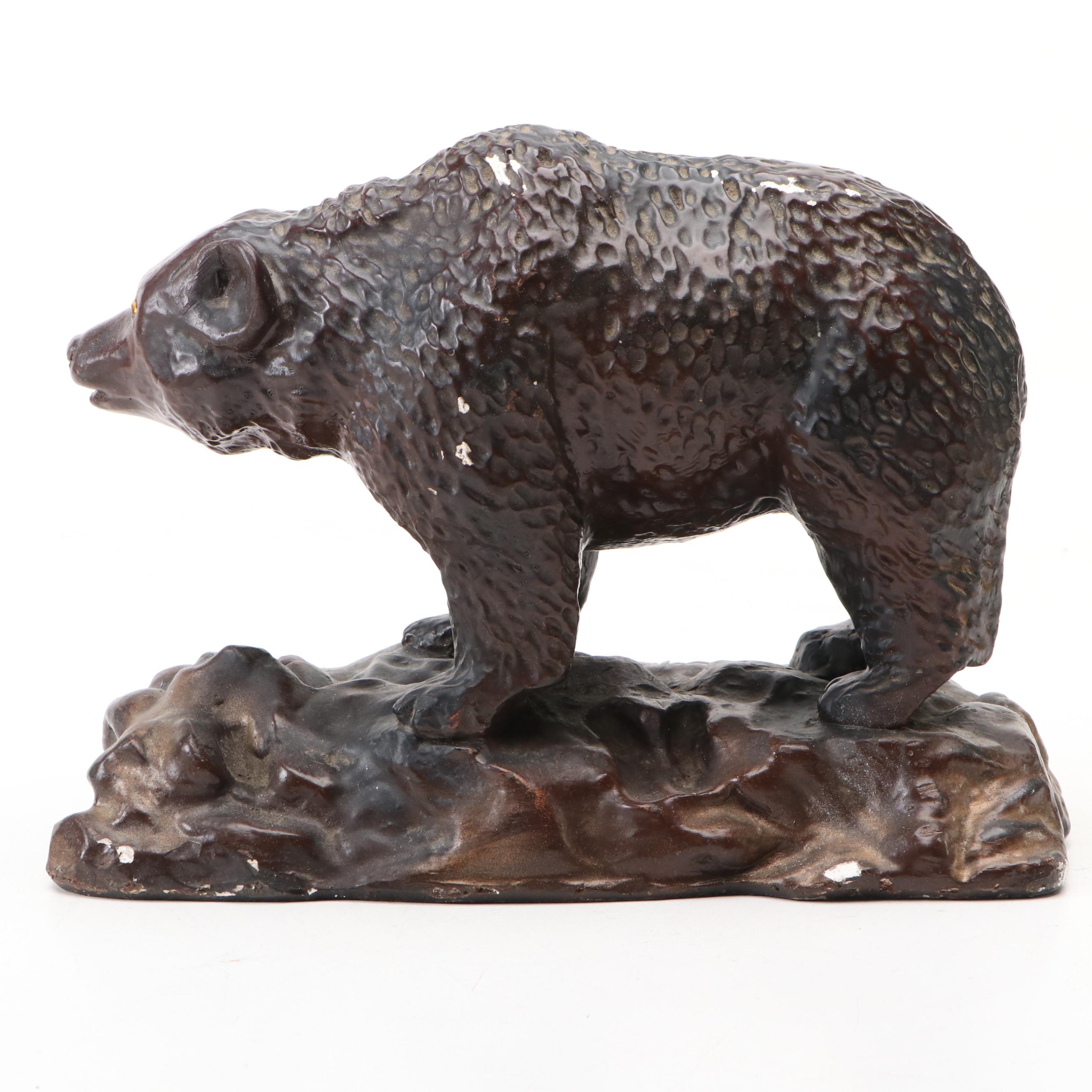Robbie Kodiak Brown Bear Chalkware Figurine, Mid-20th Century