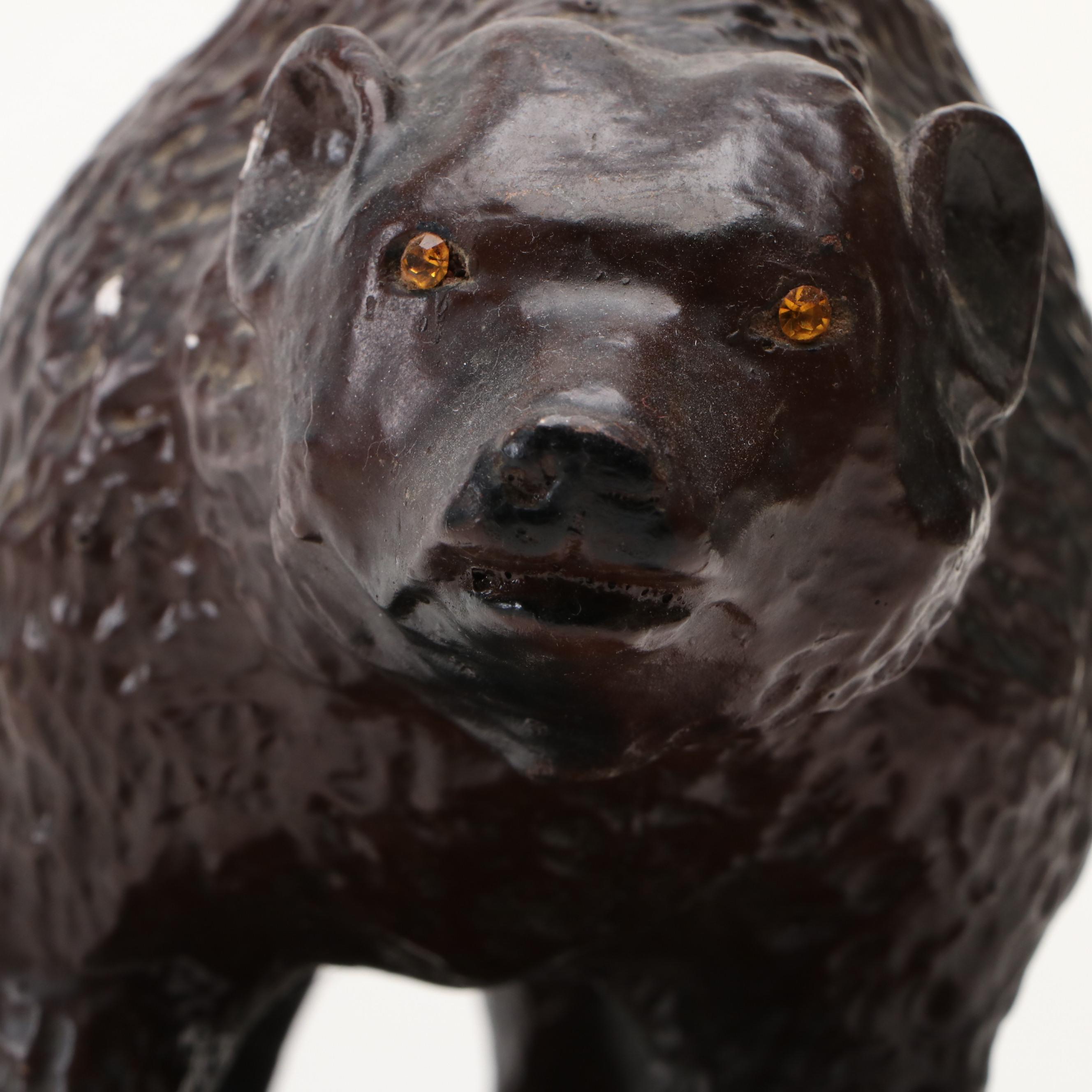 Robbie Kodiak Brown Bear Chalkware Figurine, Mid-20th Century