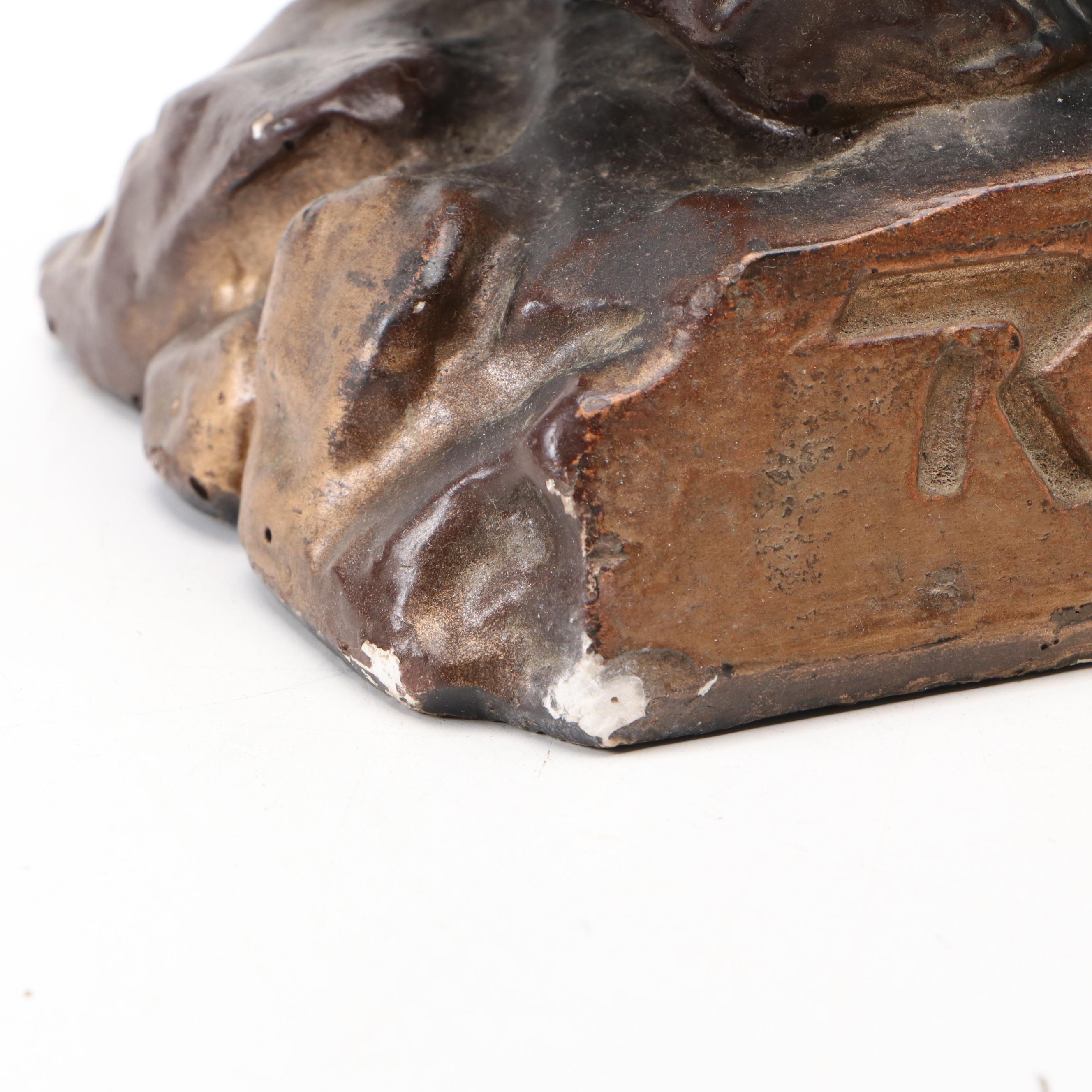 Robbie Kodiak Brown Bear Chalkware Figurine, Mid-20th Century