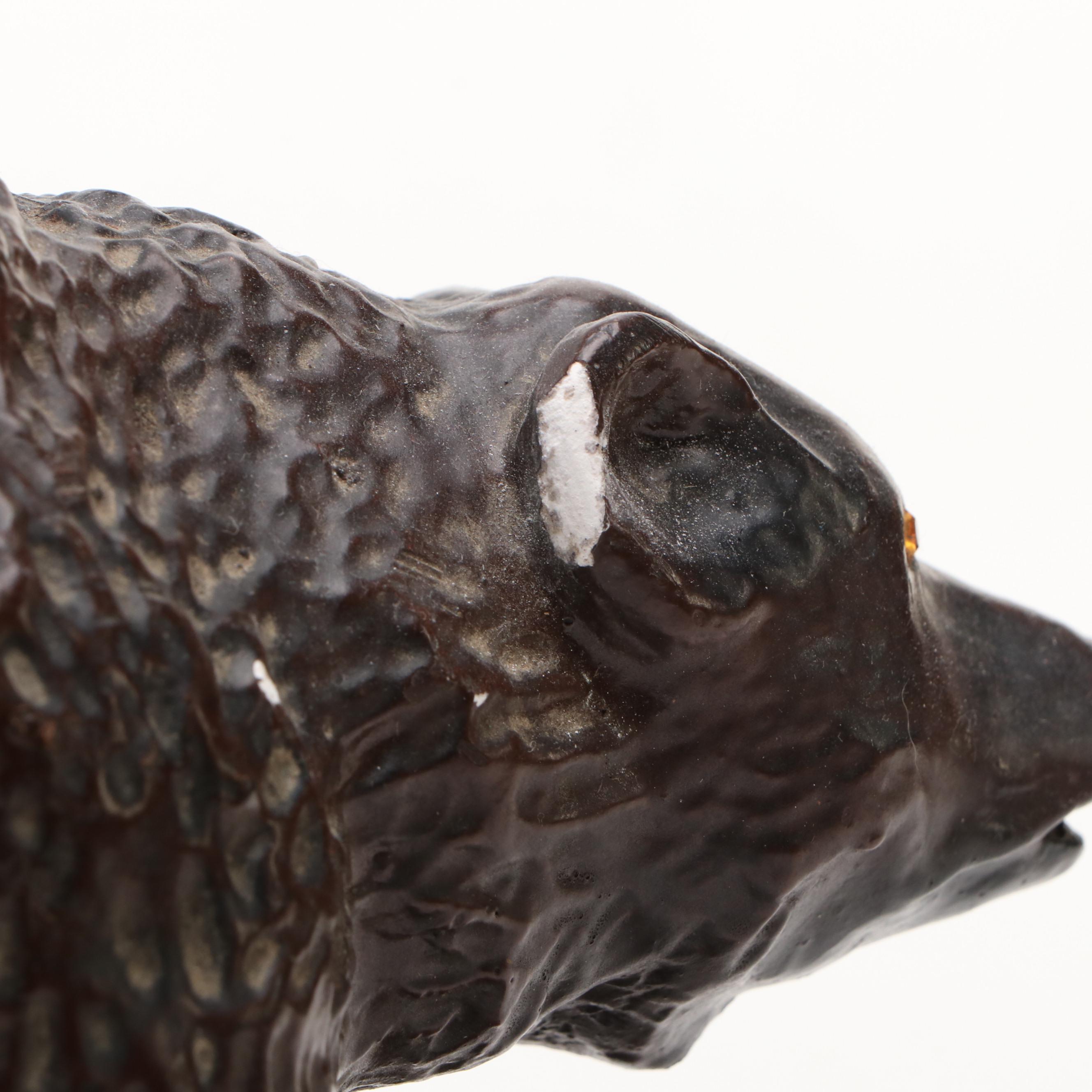 Robbie Kodiak Brown Bear Chalkware Figurine, Mid-20th Century