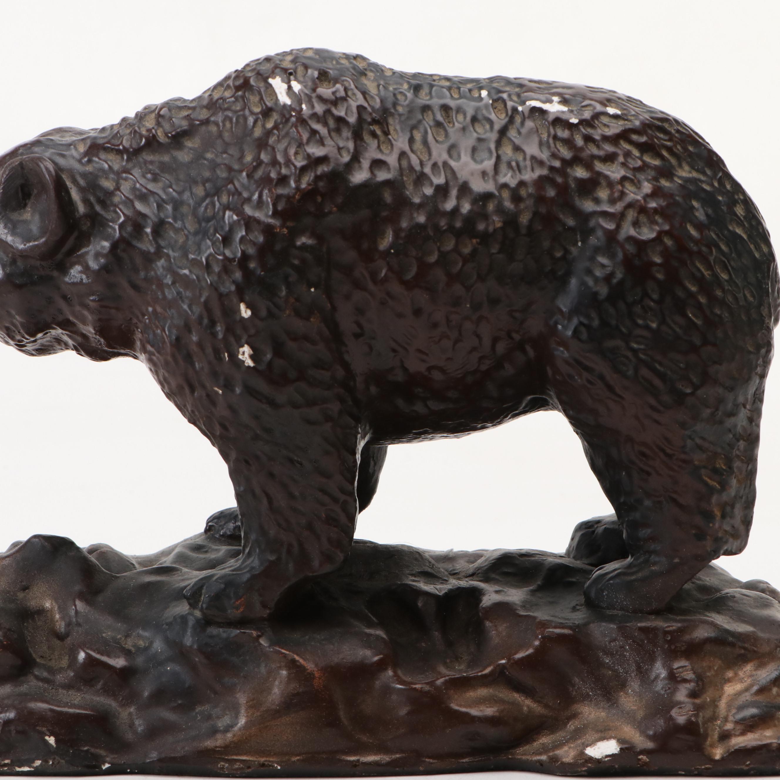 Robbie Kodiak Brown Bear Chalkware Figurine, Mid-20th Century