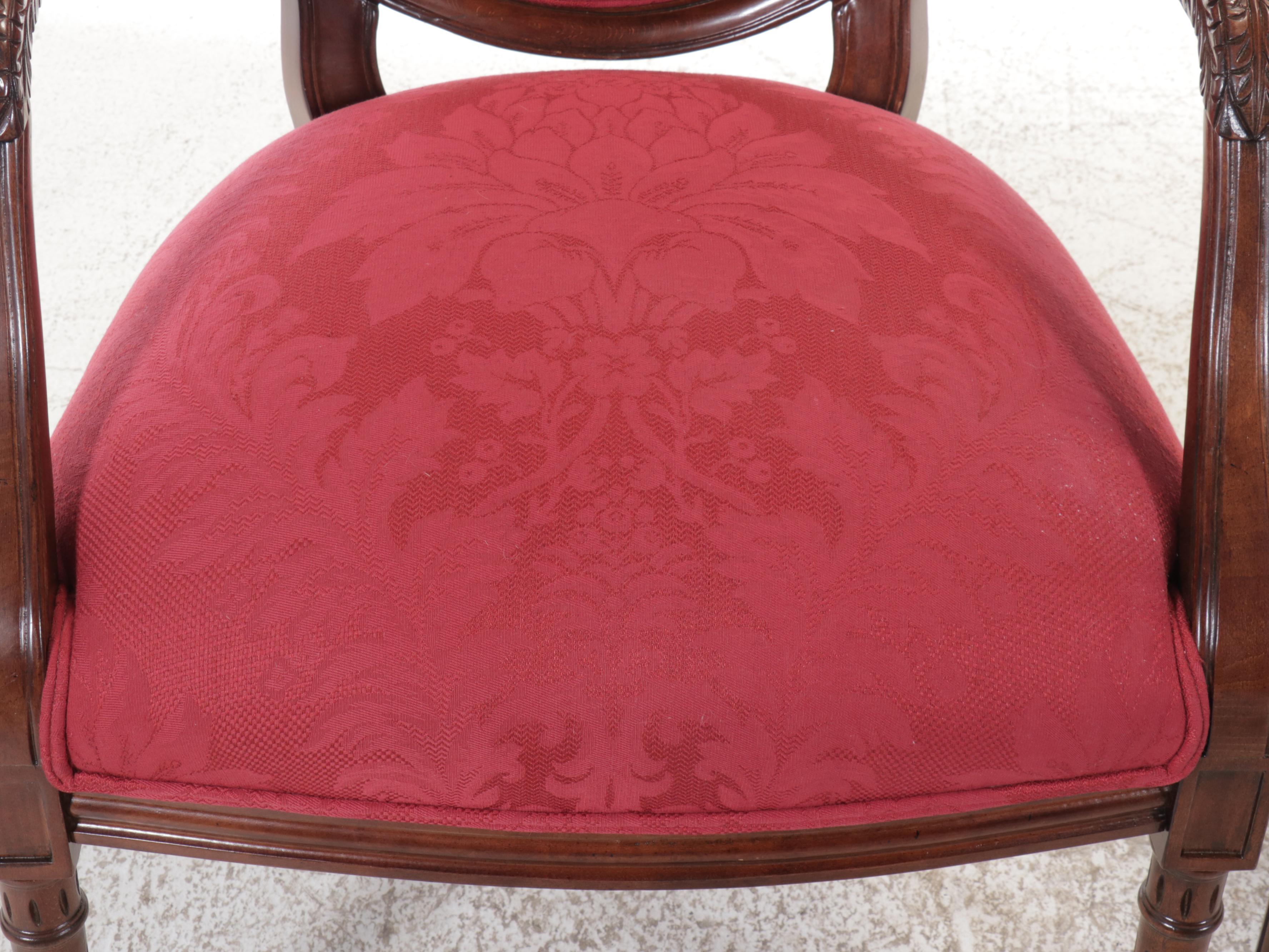 Pair of Century Furniture Louis XVI Style Cameo Back Armchairs