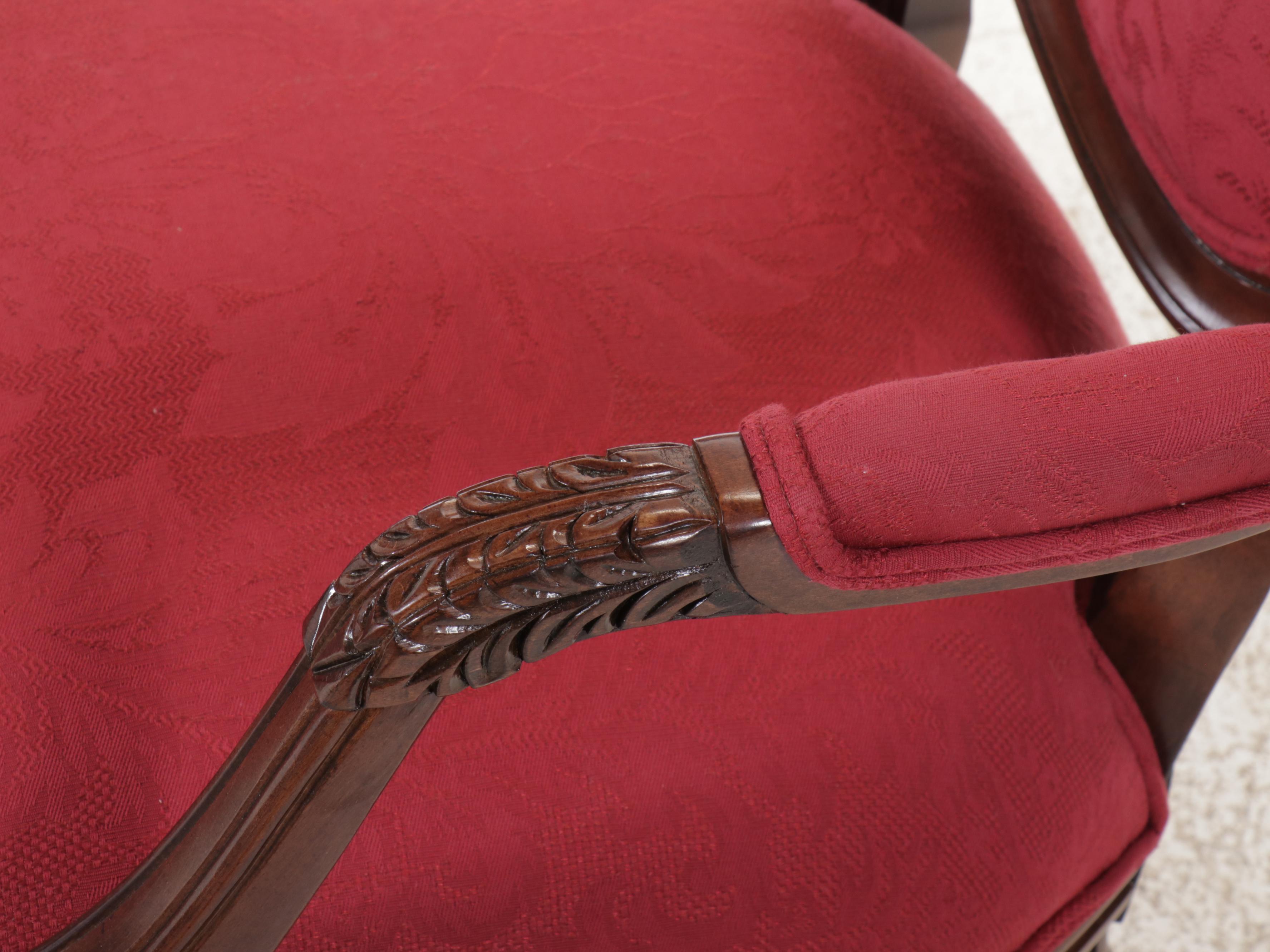 Pair of Century Furniture Louis XVI Style Cameo Back Armchairs