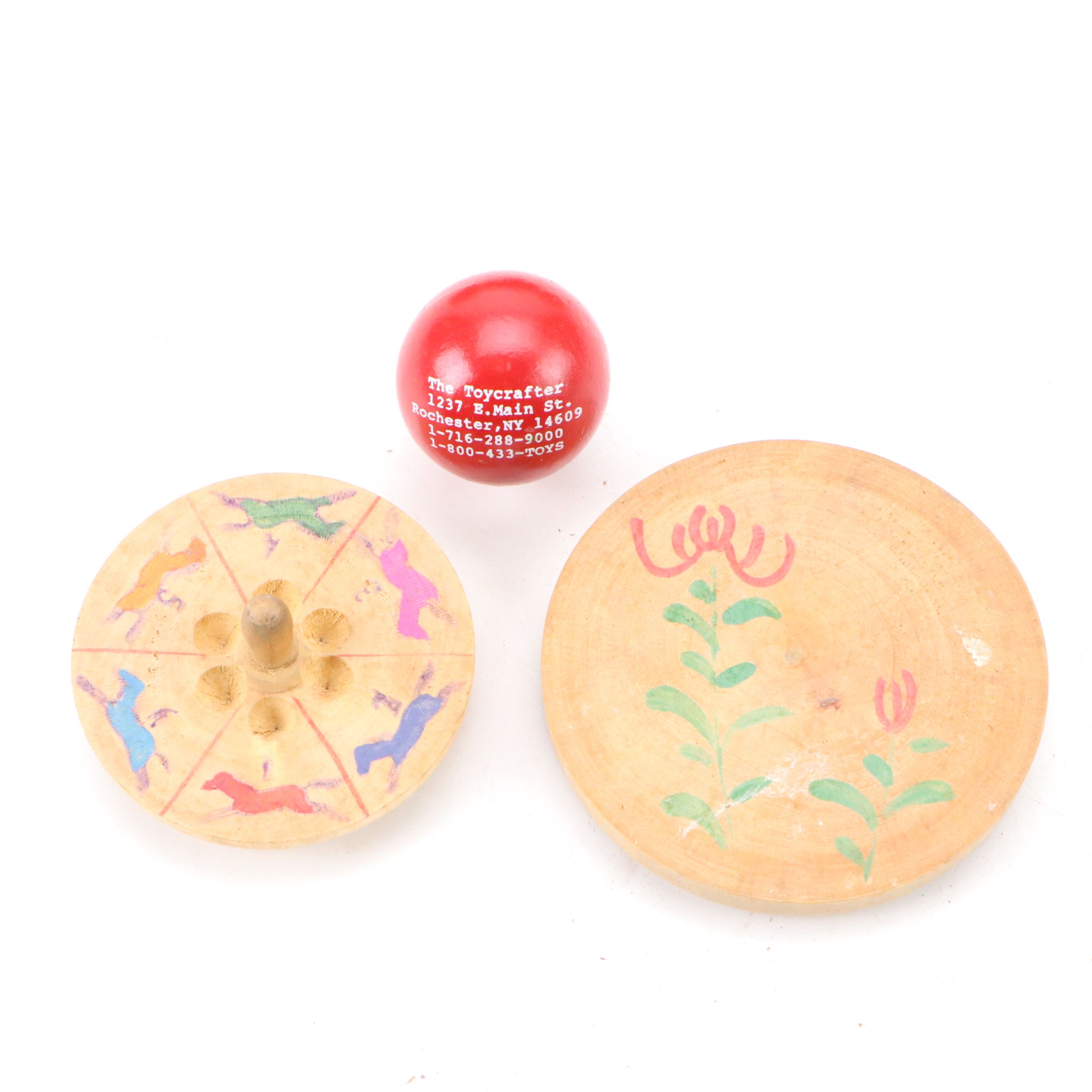 Vintage Japanese Hand-Painted Apple Boxes with Horse Roulette Game