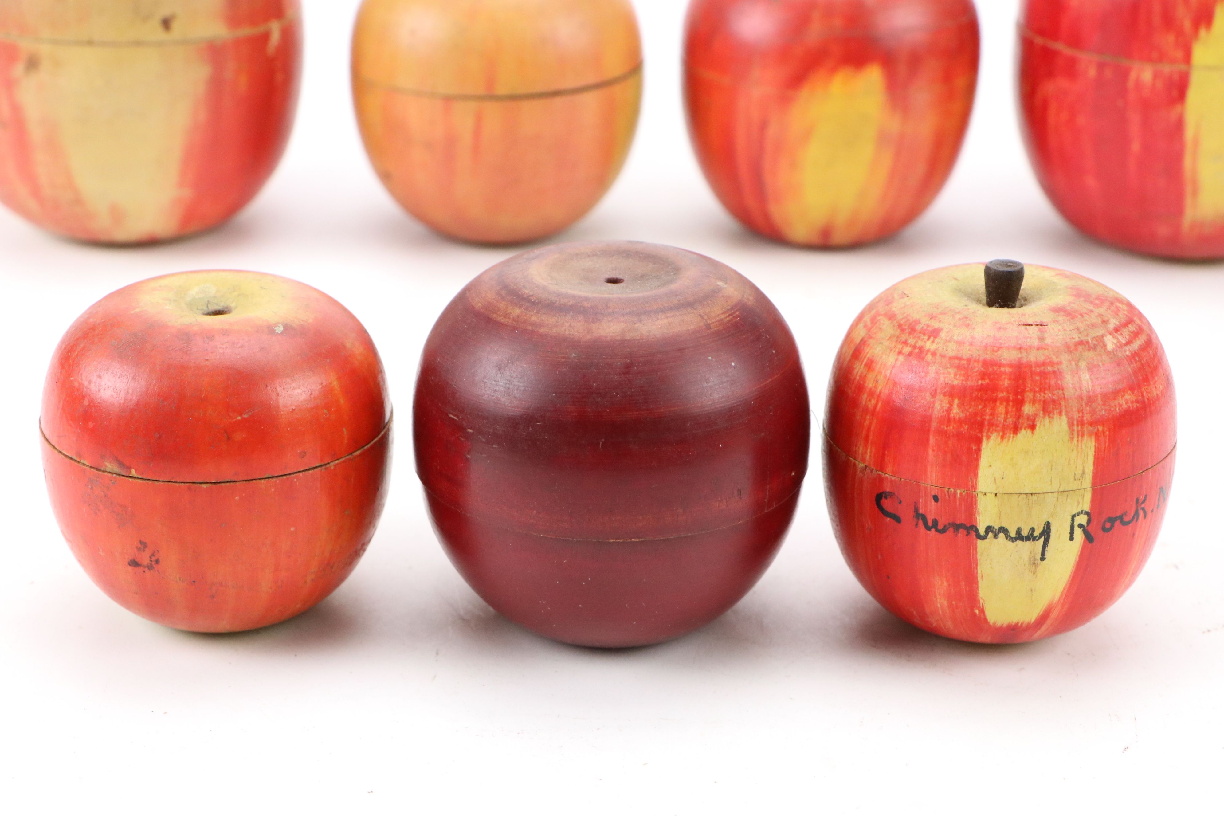 Vintage Japanese Hand-Painted Apple Boxes with Horse Roulette Game