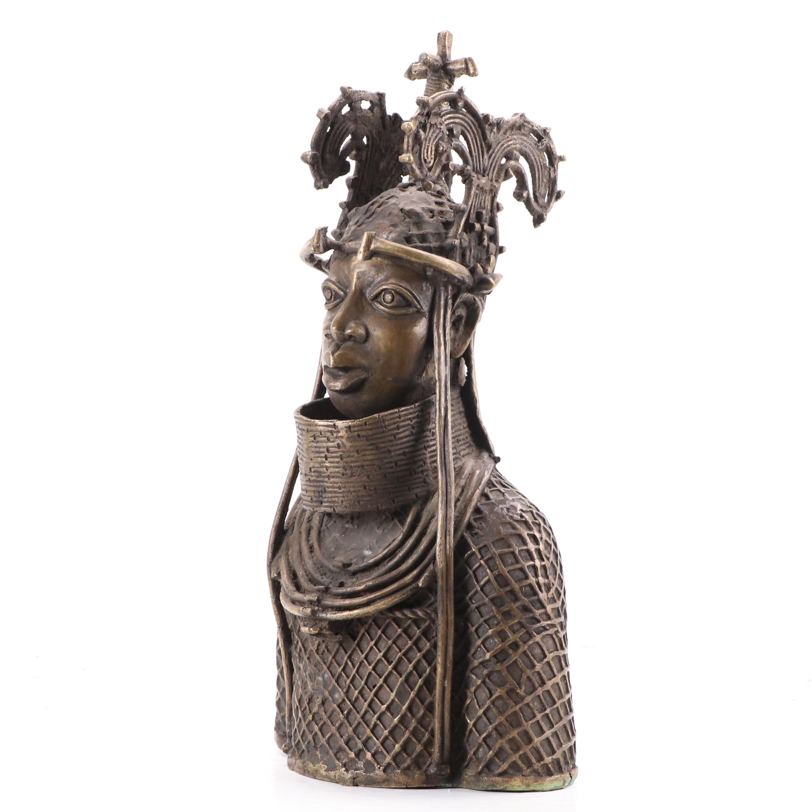 Benin Bronze Ọ́bà King Bust