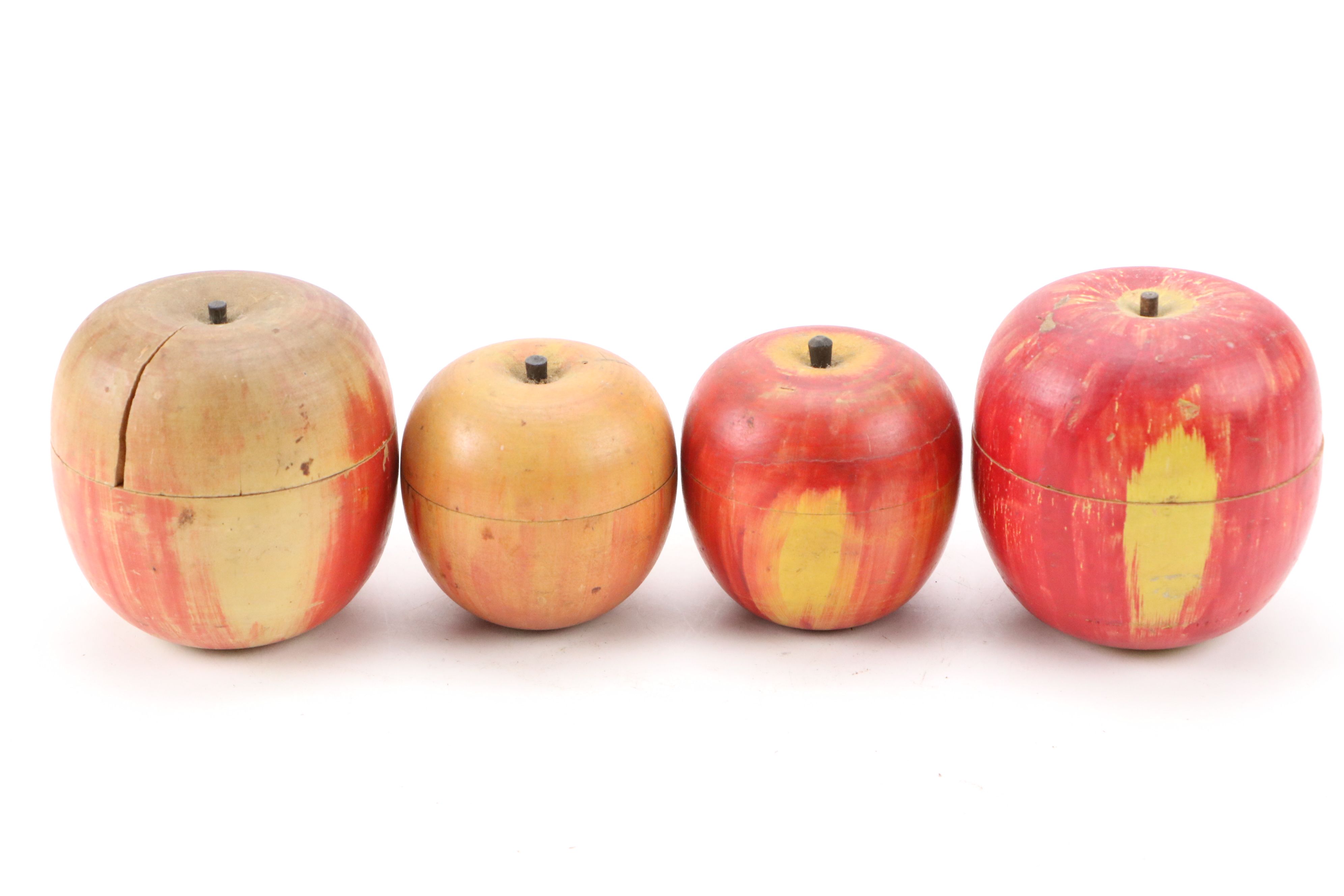 Vintage Japanese Hand-Painted Apple Boxes with Horse Roulette Game