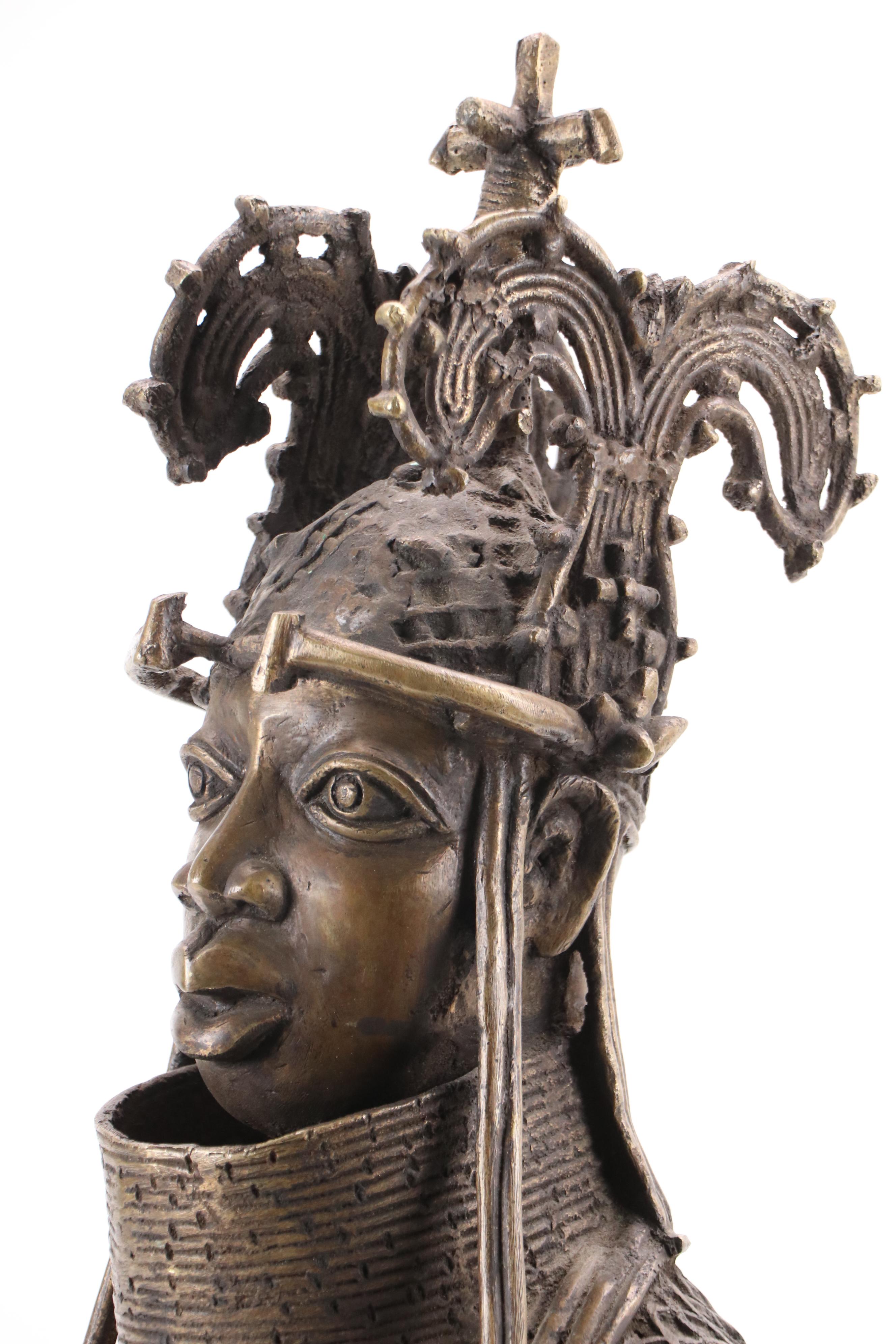 Benin Bronze Ọ́bà King Bust