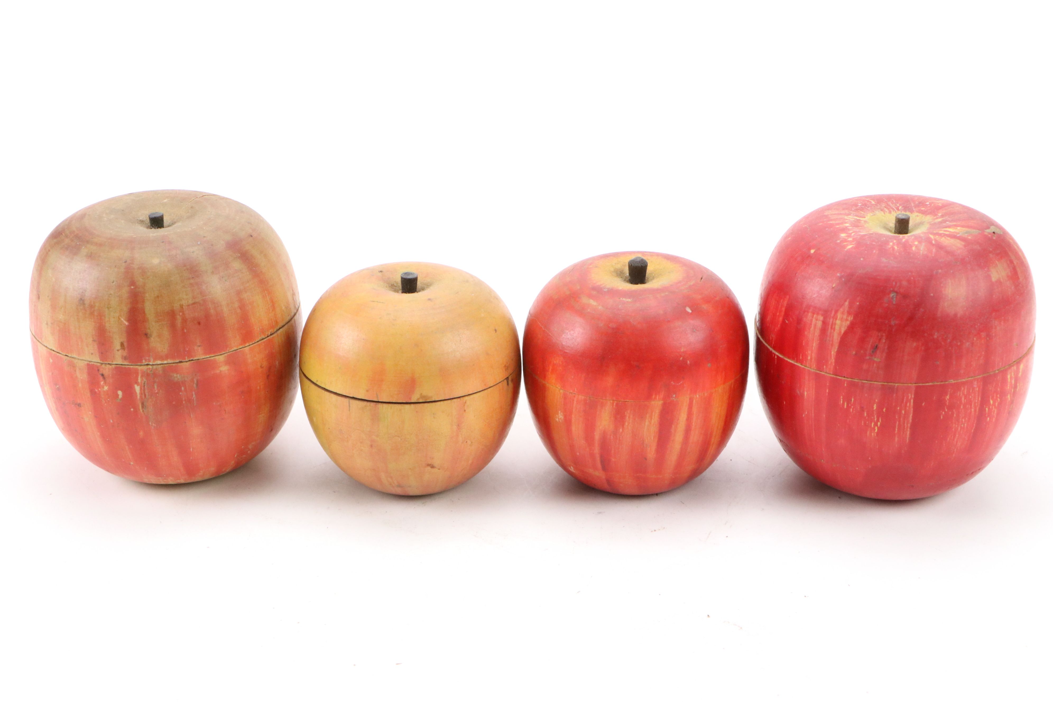 Vintage Japanese Hand-Painted Apple Boxes with Horse Roulette Game