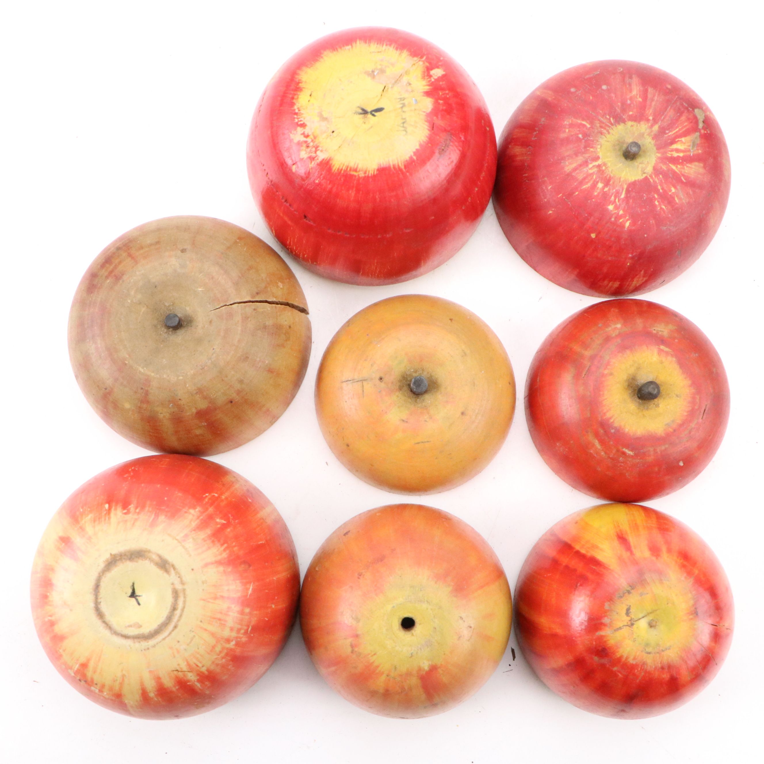 Vintage Japanese Hand-Painted Apple Boxes with Horse Roulette Game