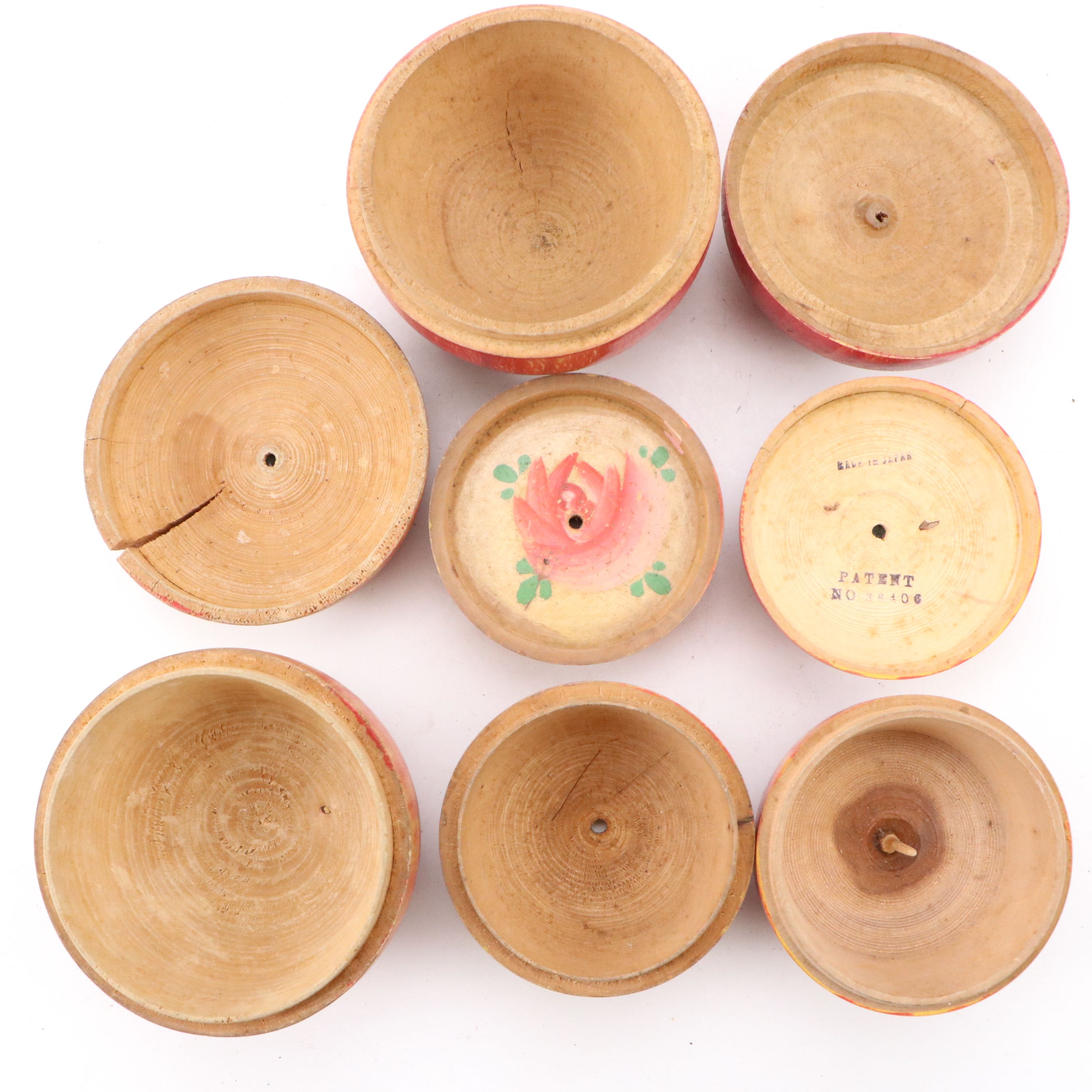 Vintage Japanese Hand-Painted Apple Boxes with Horse Roulette Game