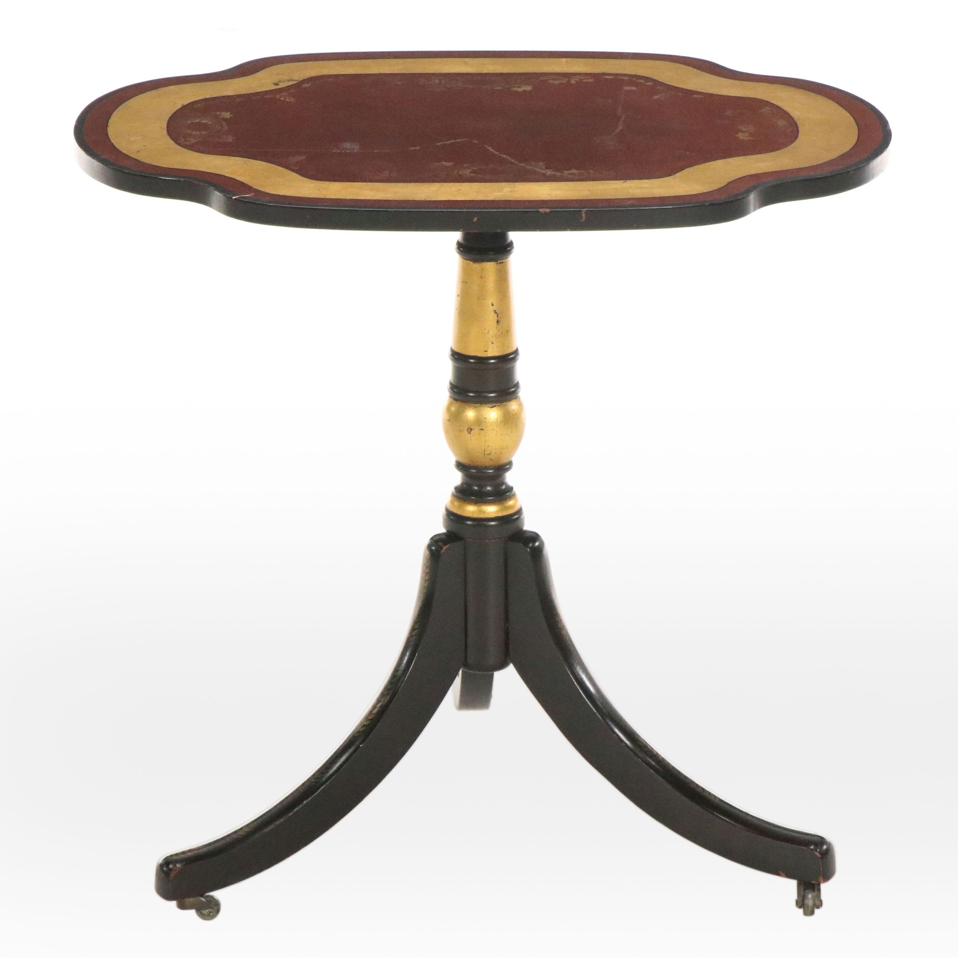 Regency Style Stencil-Decorated and Parcel-Painted Wood Stand, 20th Century