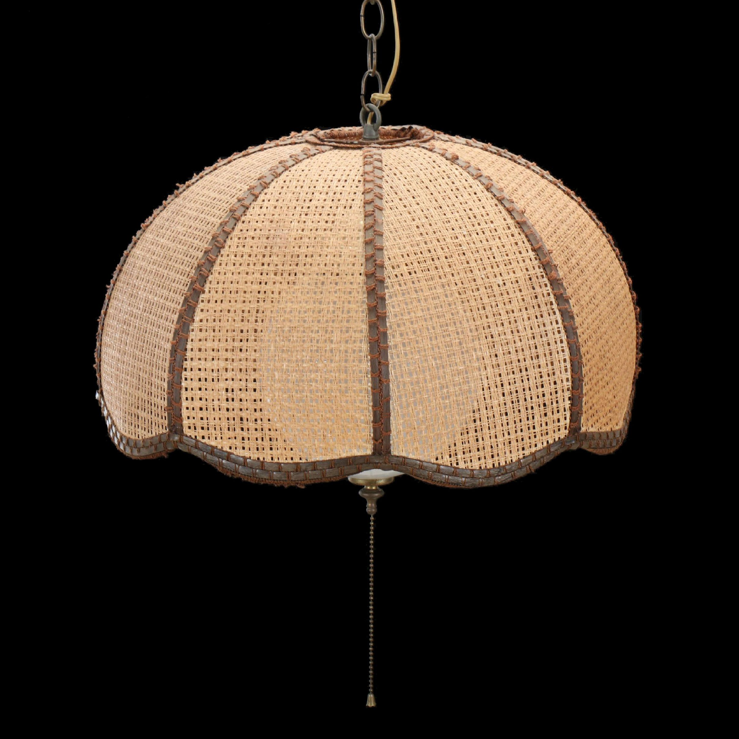 Woven Cane Pendant Light Fixture