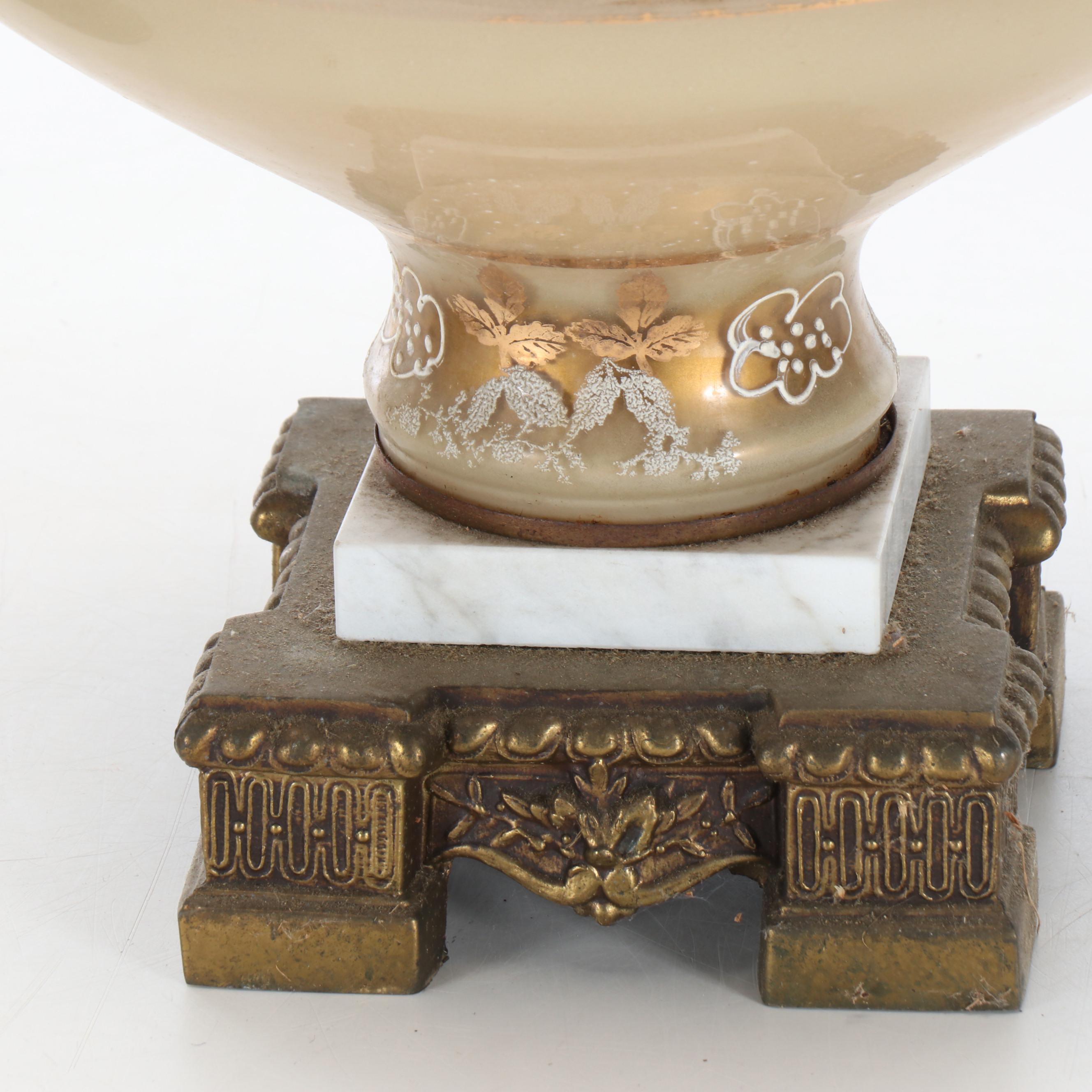 Hollywood Regency Style Paint-Decorated Glass Accent and Table Lamps, Vintage