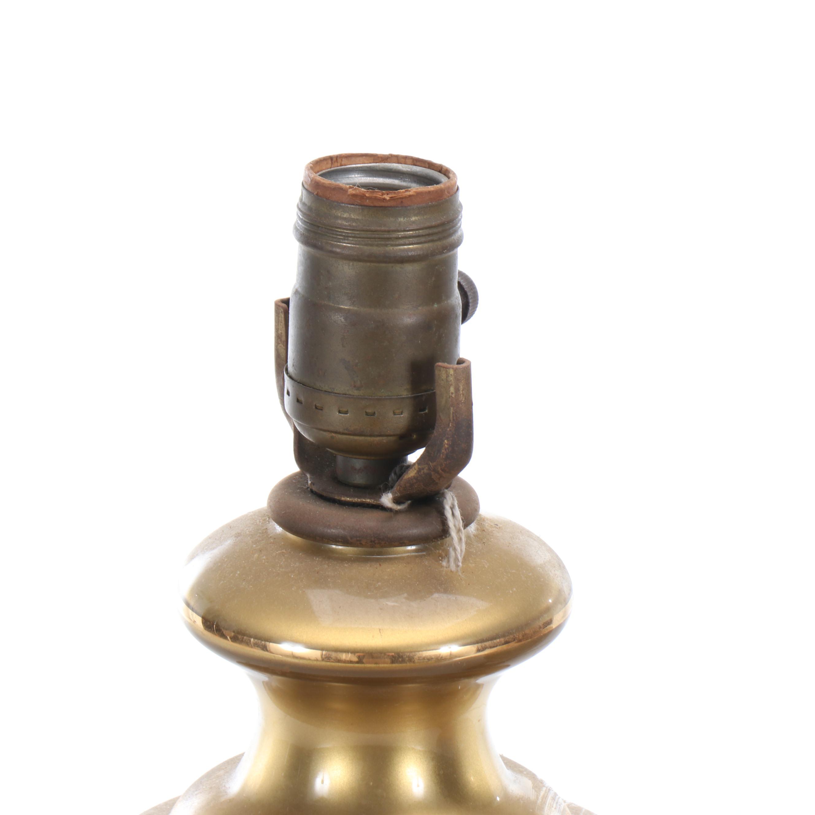 Hollywood Regency Style Paint-Decorated Glass Accent and Table Lamps, Vintage