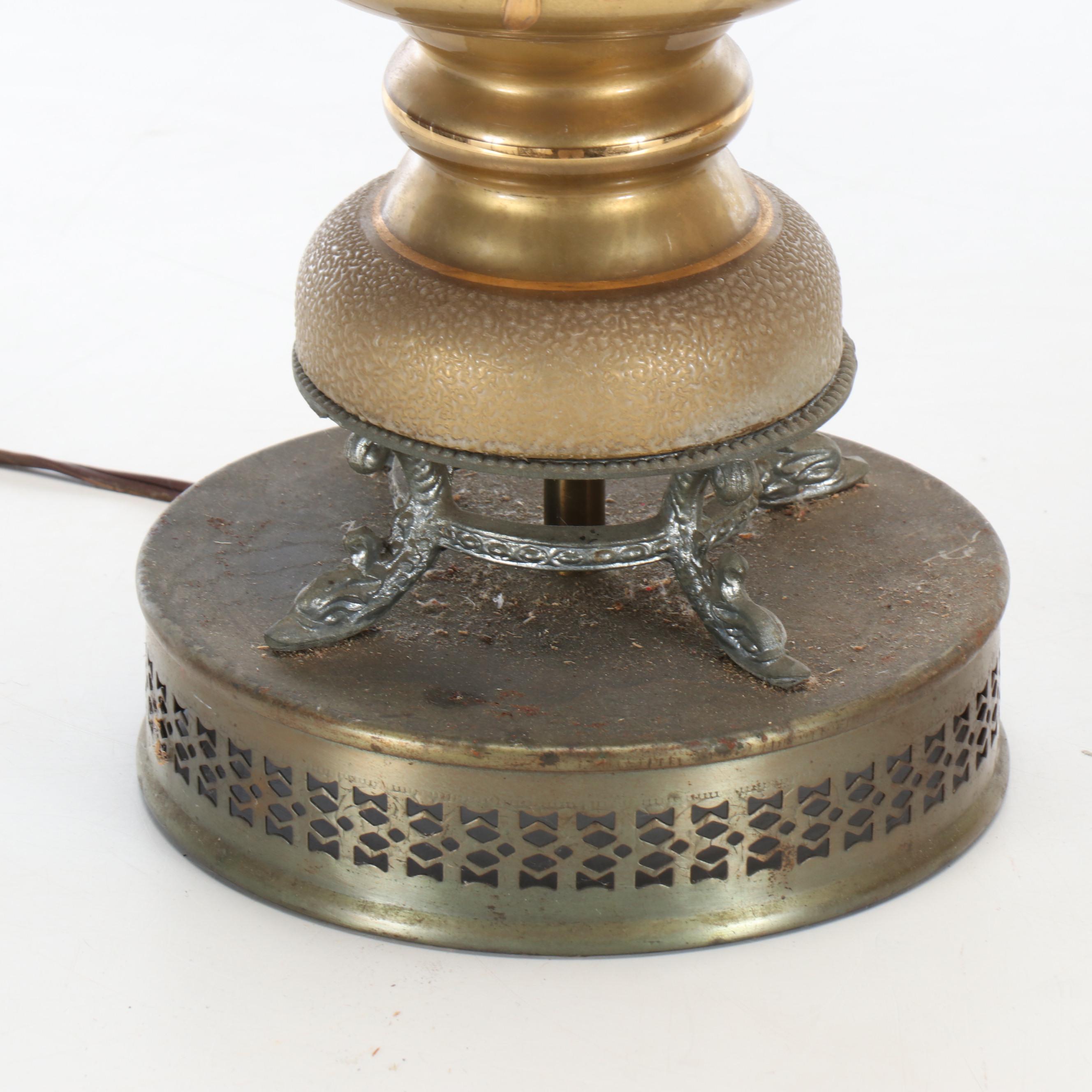 Hollywood Regency Style Paint-Decorated Glass Accent and Table Lamps, Vintage