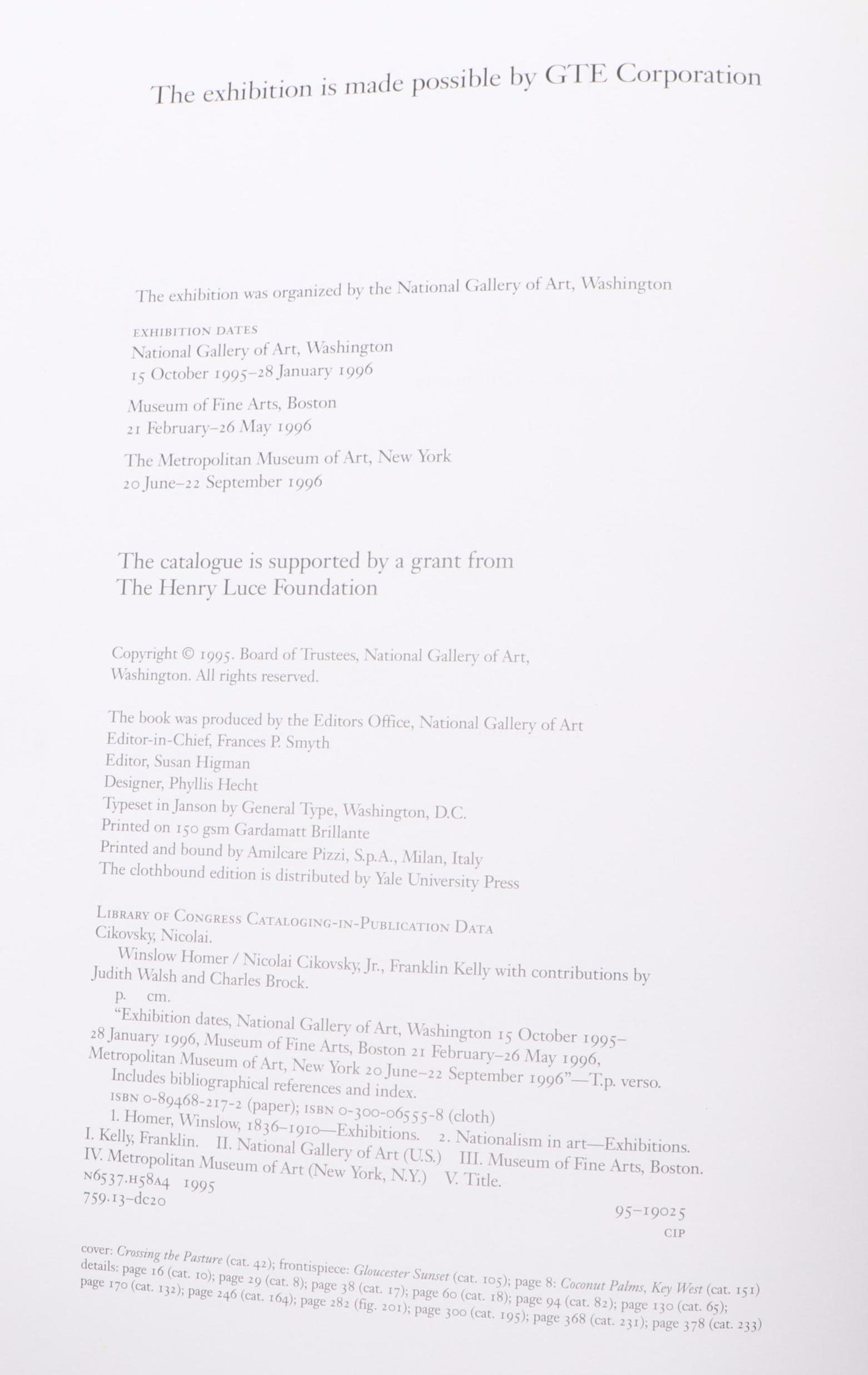 "Winslow Homer" by Nicolai Cikovsky Jr. and Franklin Kelly with More Art Books