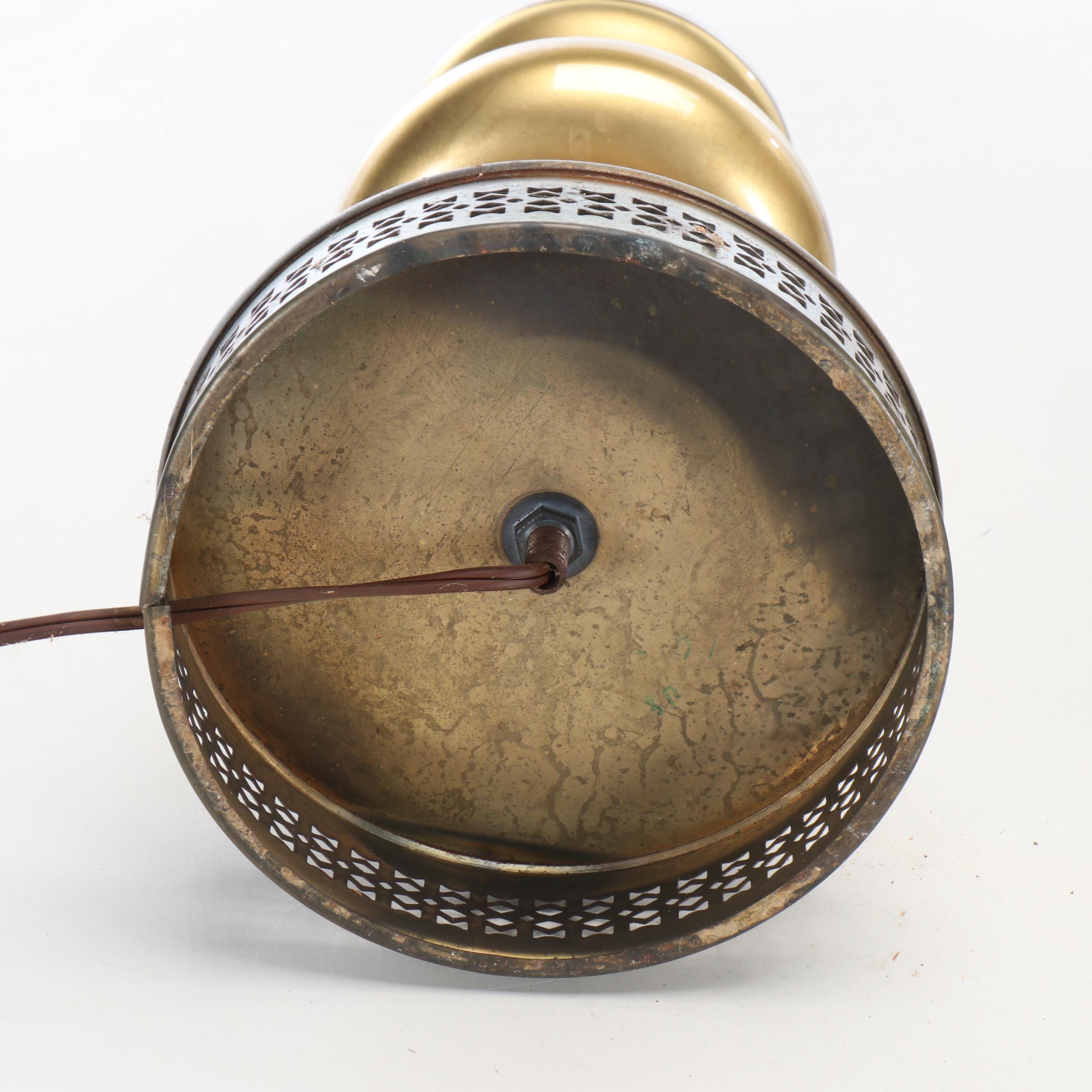 Hollywood Regency Style Paint-Decorated Glass Accent and Table Lamps, Vintage