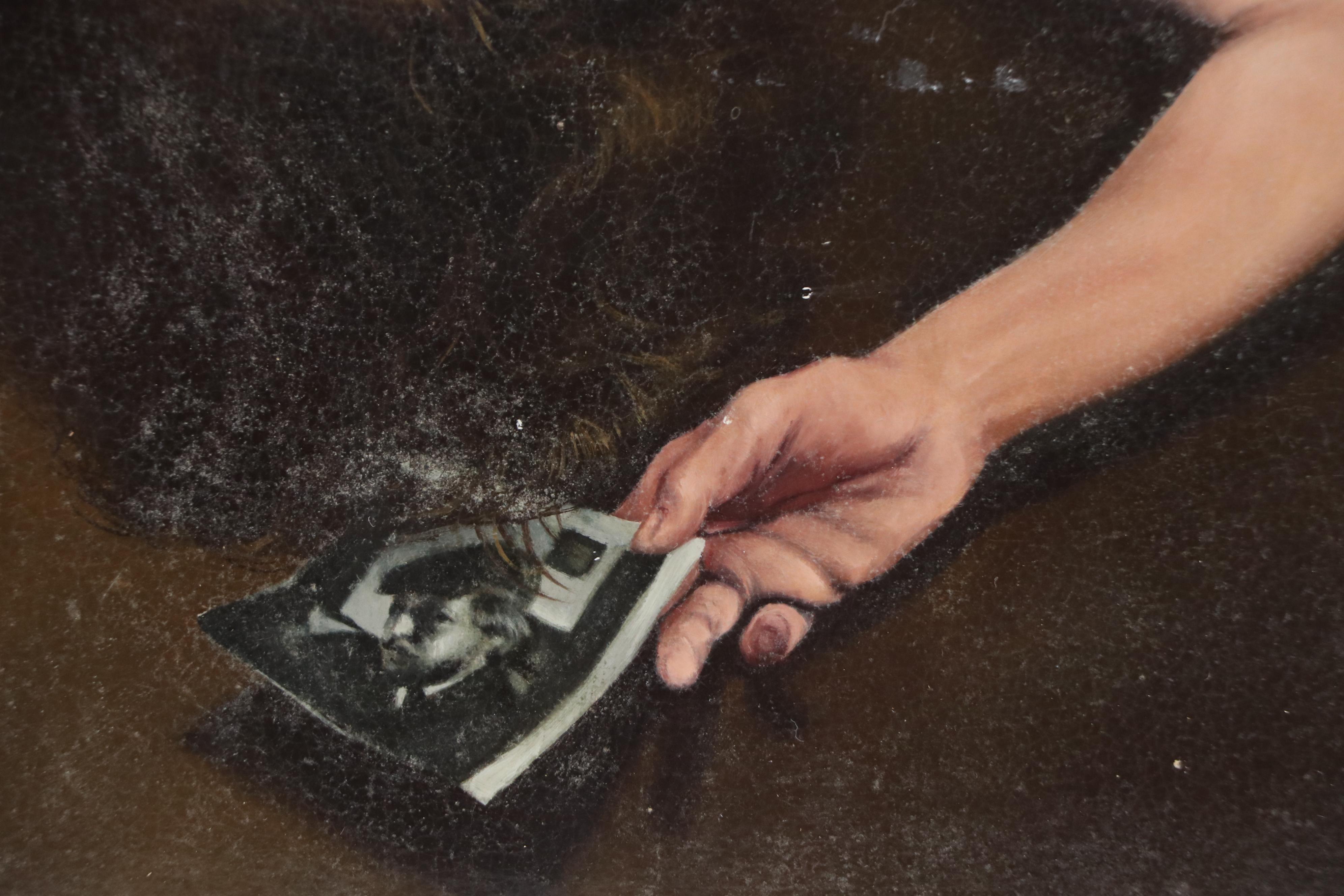 Allegorical Realism Oil Painting of Laying Female Figure, Late 20th C.