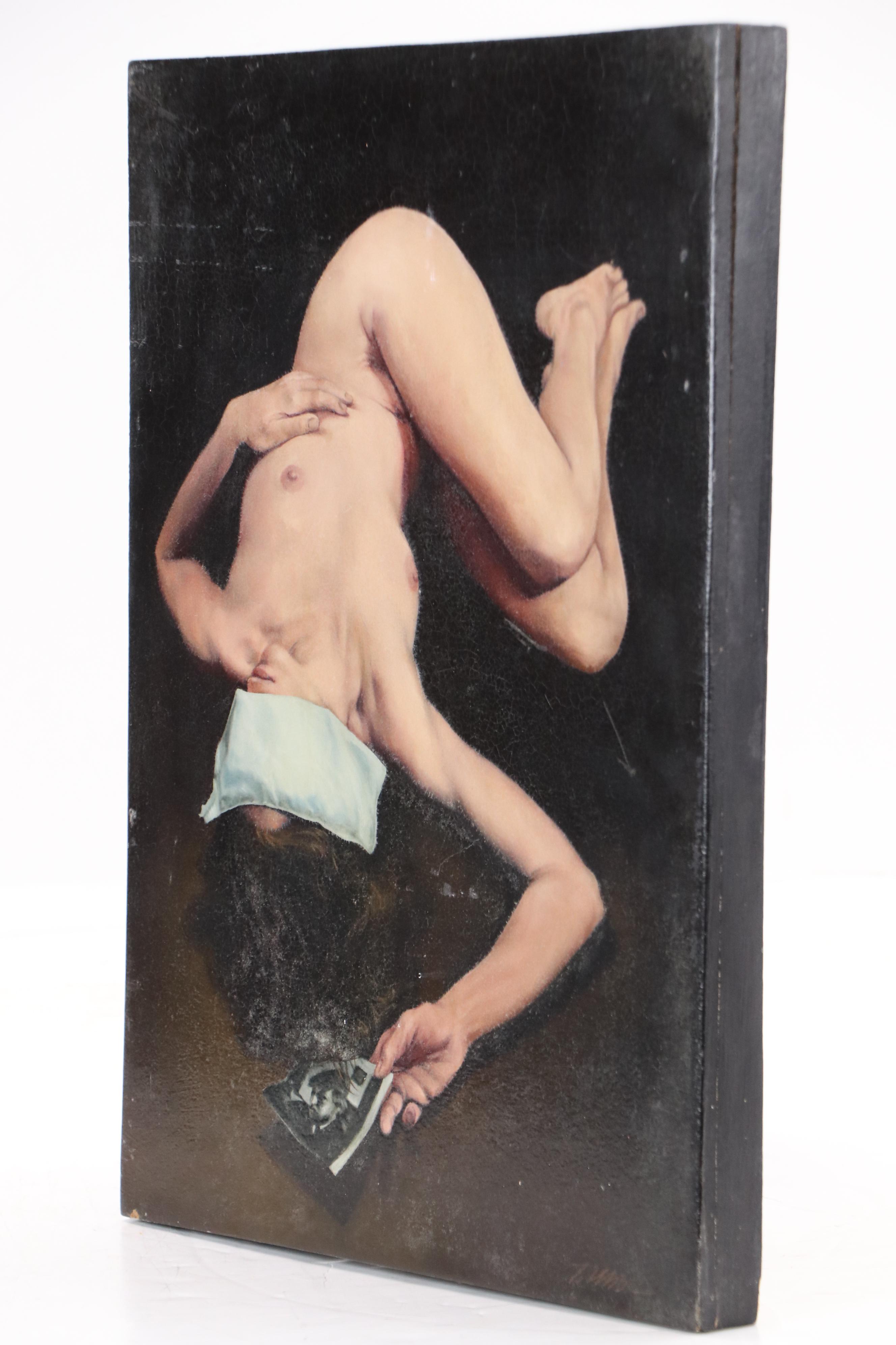 Allegorical Realism Oil Painting of Laying Female Figure, Late 20th C.