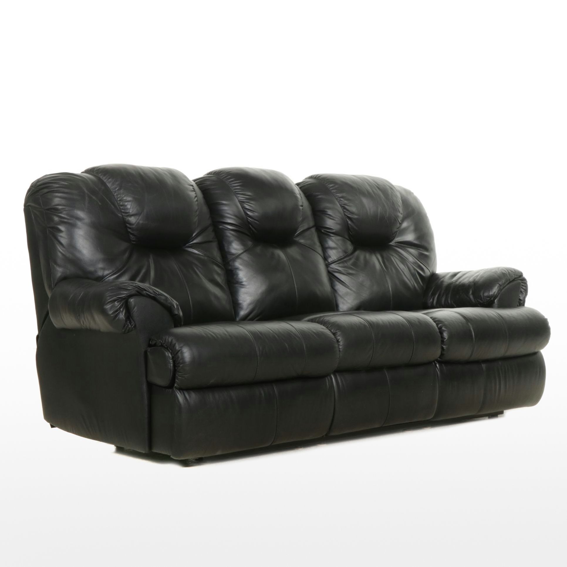 Leather Upholstered Recliner Sofa, 21st Century