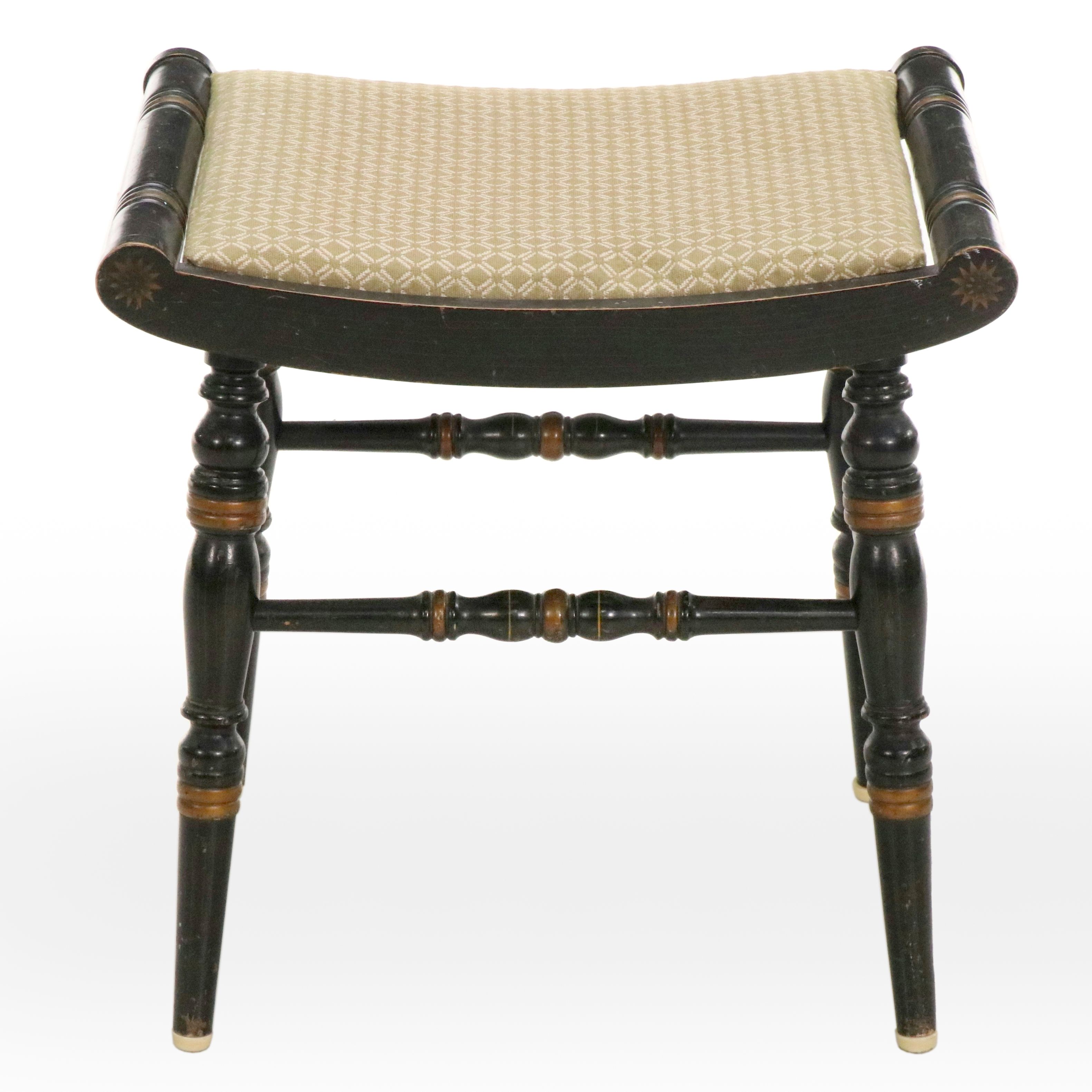 Regency Style Stencil-Decorated Wood Stool, 20th Century
