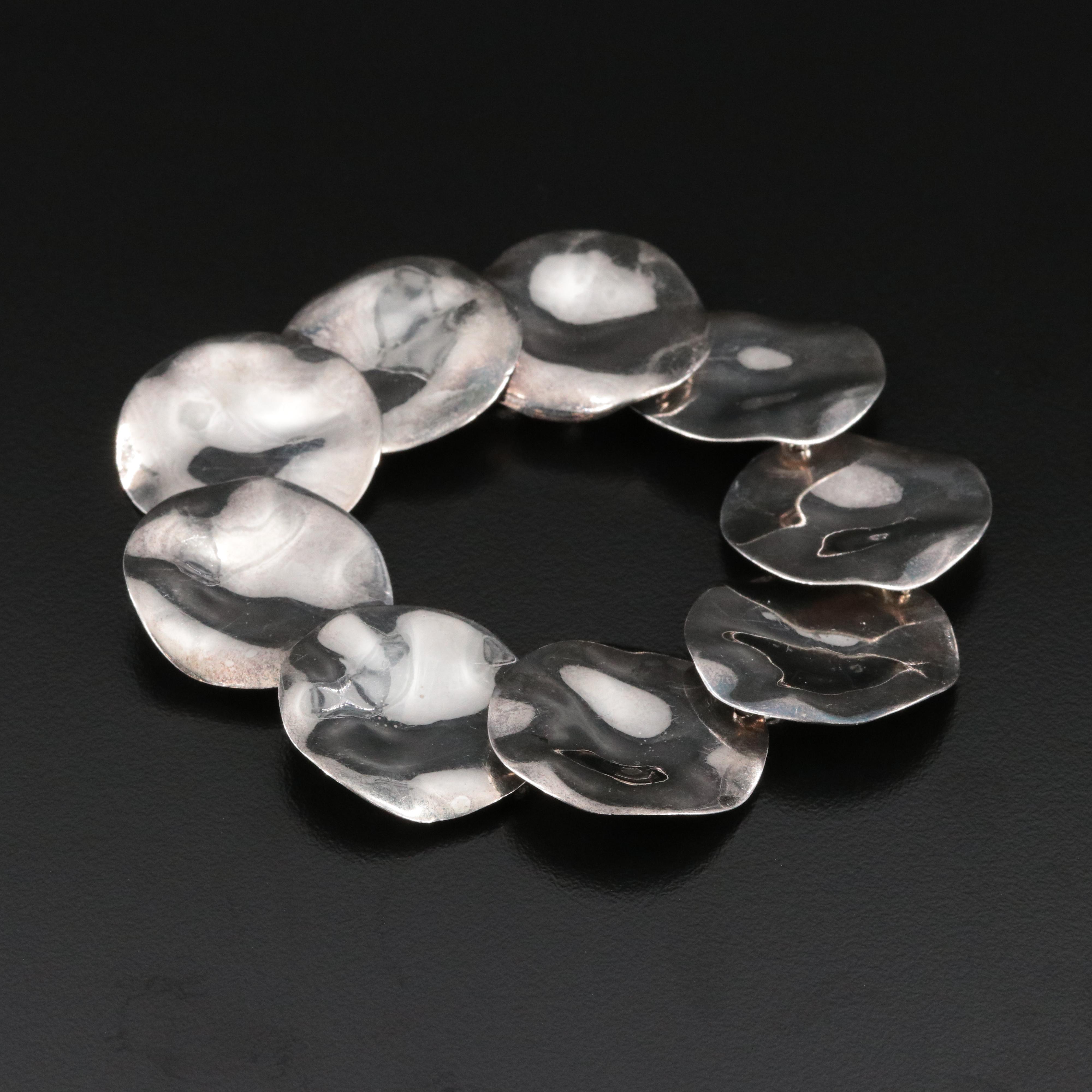 Joseph Esposito Sterling Disk Link Bracelet