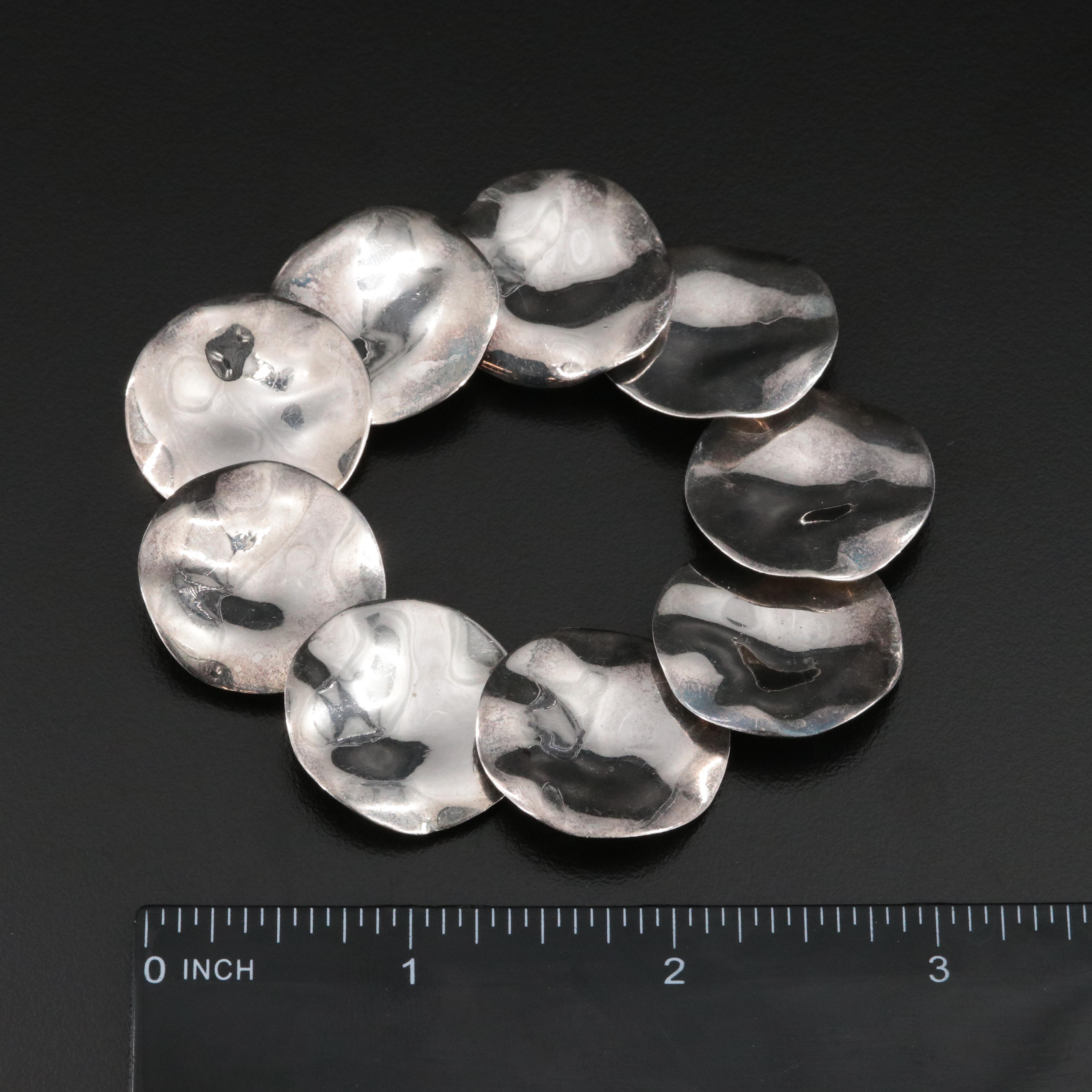 Joseph Esposito Sterling Disk Link Bracelet