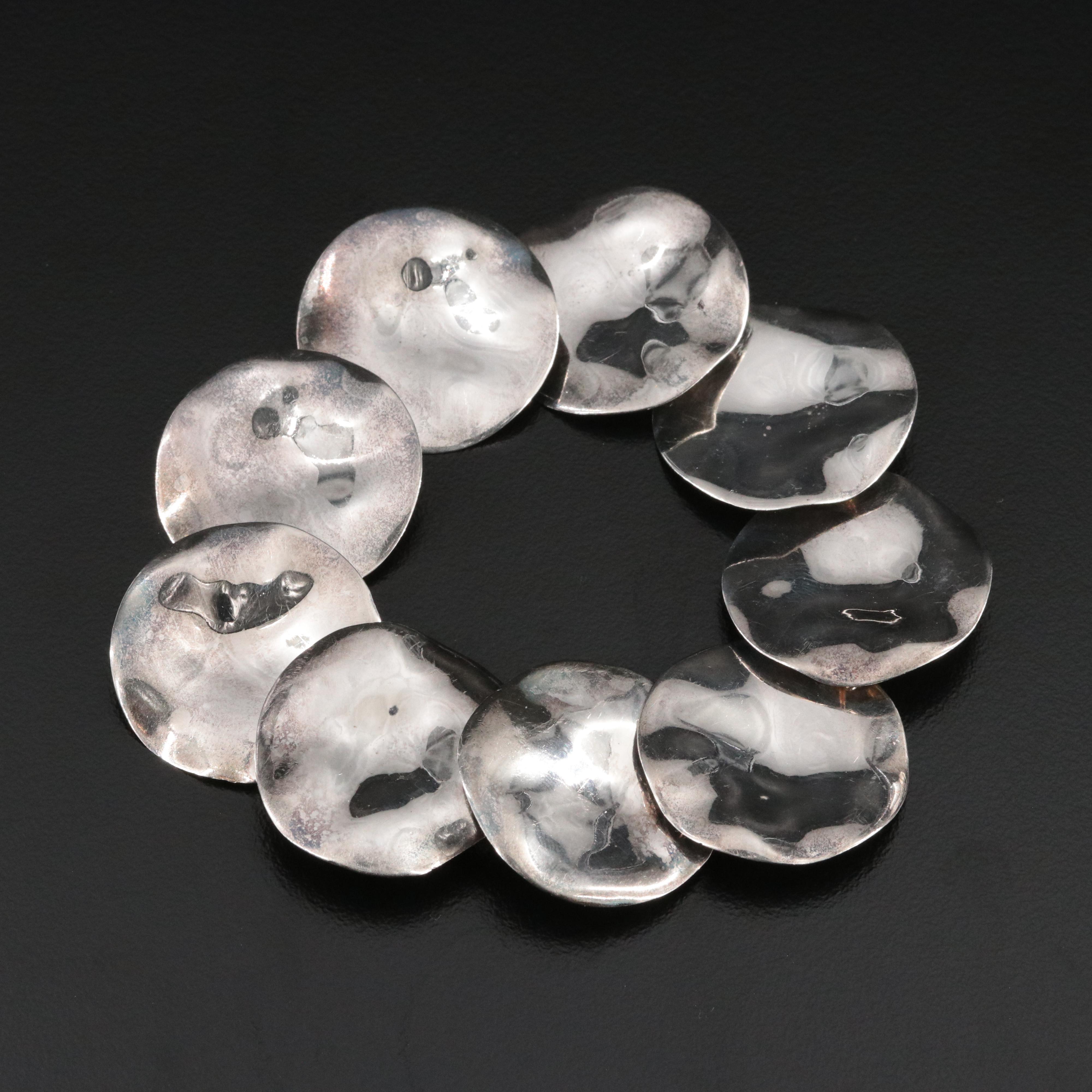 Joseph Esposito Sterling Disk Link Bracelet